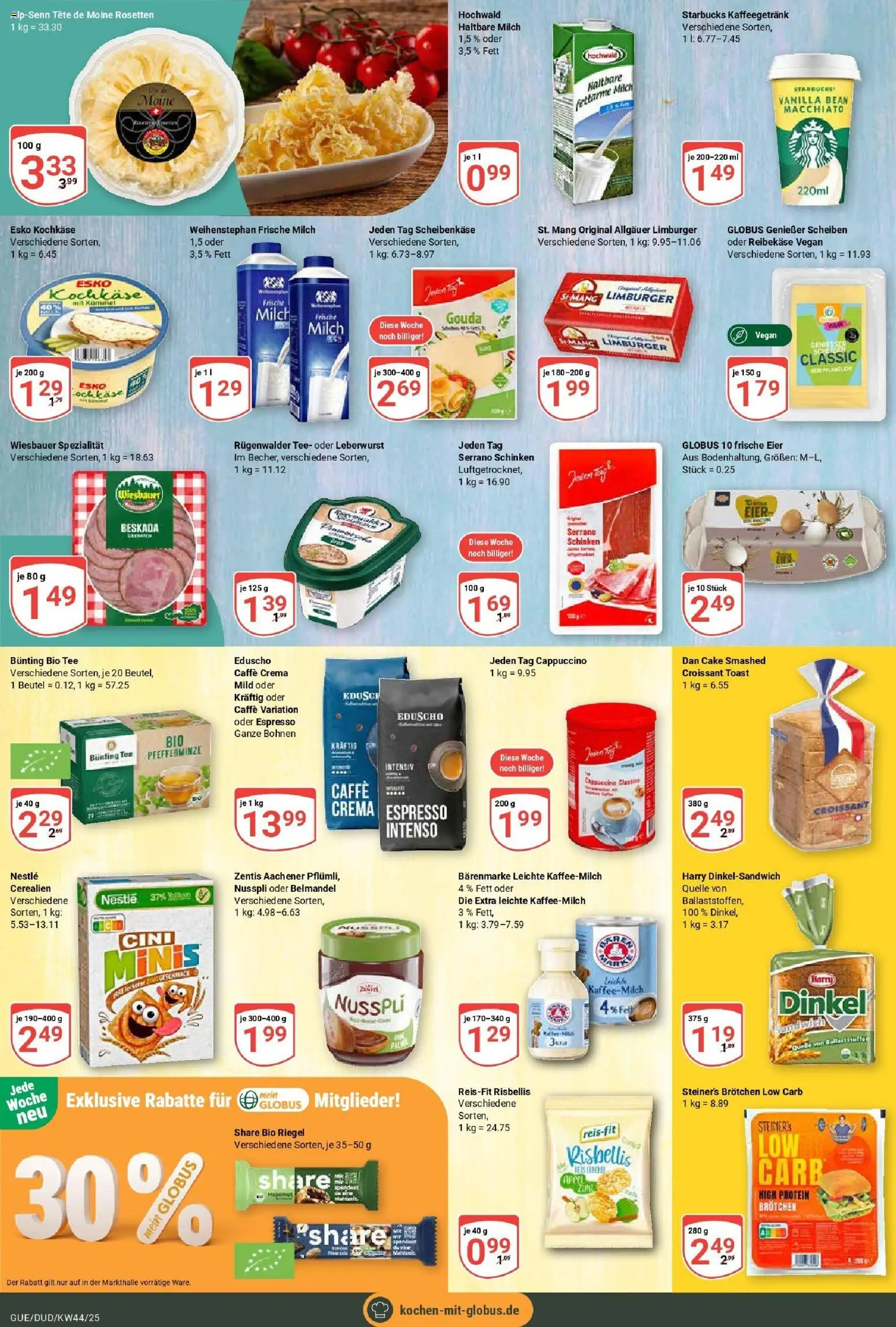 Globus prospekt Saarbrücken-Güdingen	 – gültig ab 26.10.2025 | Seite: 12 | Produkte: Eier, Haltbare milch, Croissant, Reibekase
