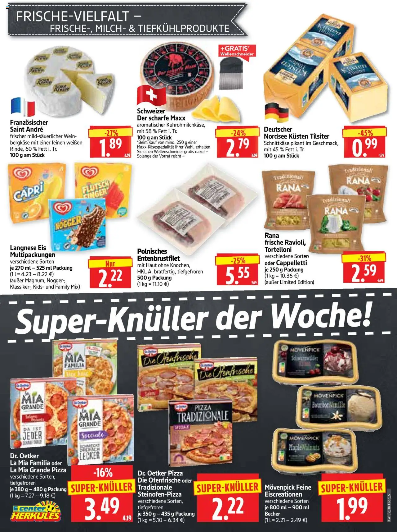 HERKULES Prospekt 	 – gültig ab 22.09.2025 | Seite: 6 | Produkte: Langnese, Milch, Wein, Eis