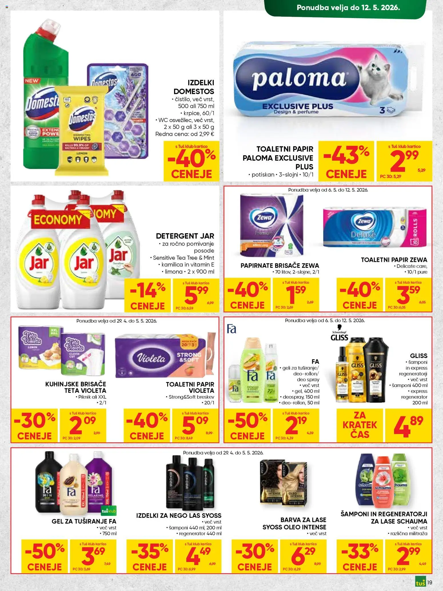 Novi Tuš katalog ponudbe – veljaven od 29.04.2026 | Stran: 19 | Izdelki: Gel za tusiranje, Detergent, Barva, Breskev
