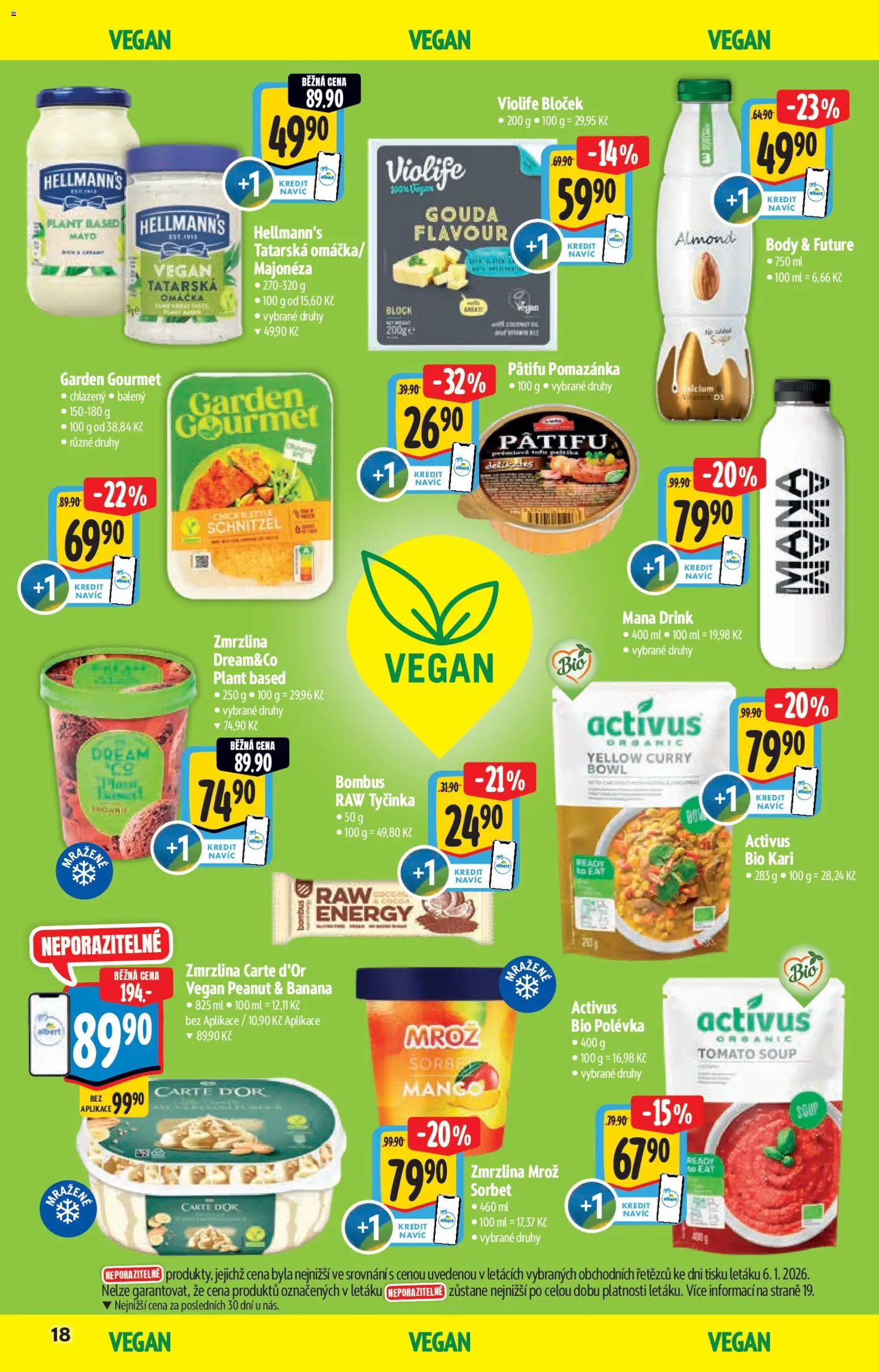 Albert katalog - Supermarket od 14.01.2026 | Strana: 18 | Produkty: Vegan, Mango, Majonéza, Body