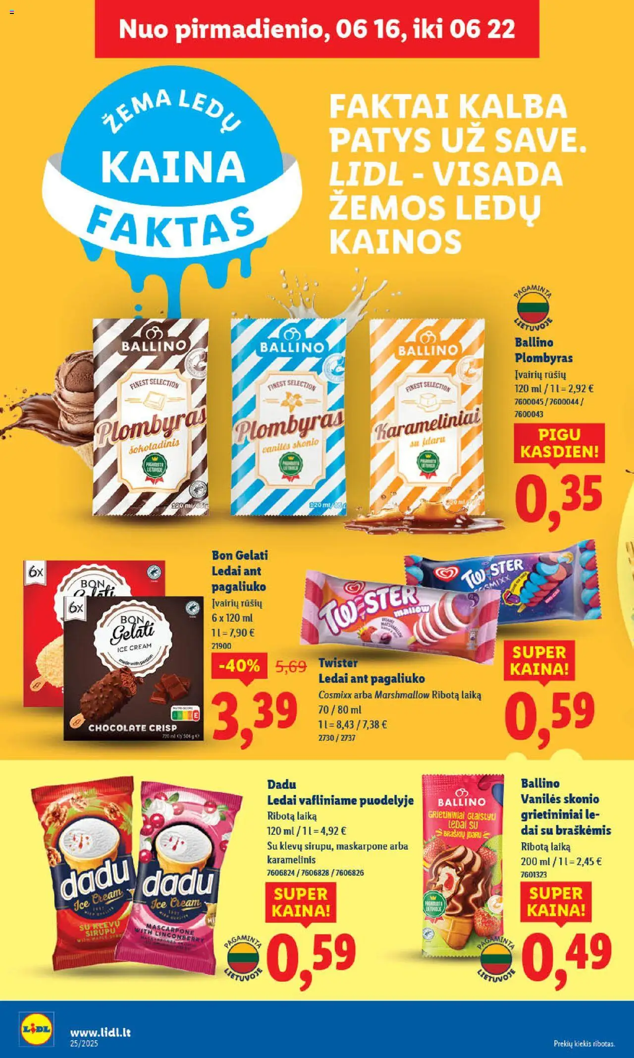 LIDL leidinys│galioja nuo 16.06.2025 | Puslapis: 18 | Prekių: Ledai, Plombyras