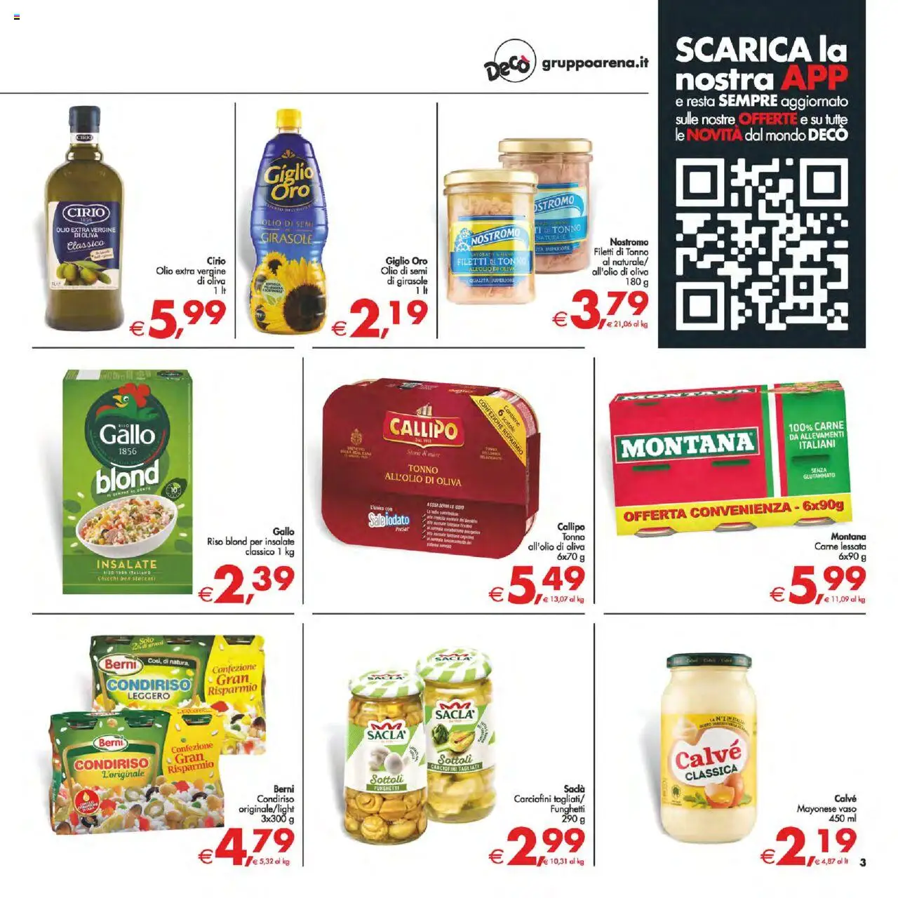Volantino Decò del 02.09.2025 | Pagina: 3 | Prodotti: Riso, Tonno, Olio extra vergine, Vaso
