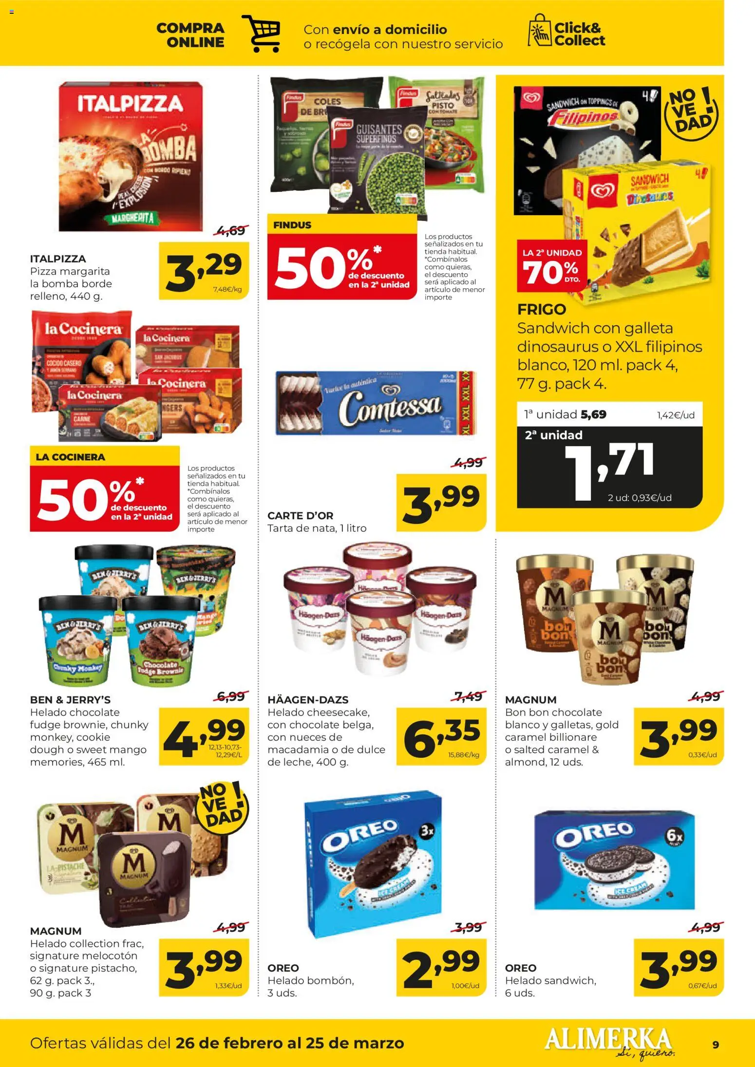 Alimerka folleto Asturias │ válido desde el 26.02.2026 | Página: 9 | Productos: Chocolate, Pizza, Helado, Ρούτερ