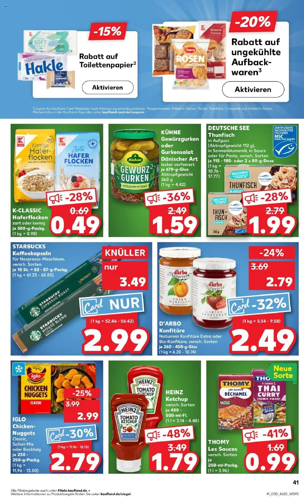 Kaufland prospekt Bottrop	 - gültig ab dem 23.07.2025 | Seite: 41 | Produkte: Thomy les sauces, Starbucks, Erdbeeren, Gurken
