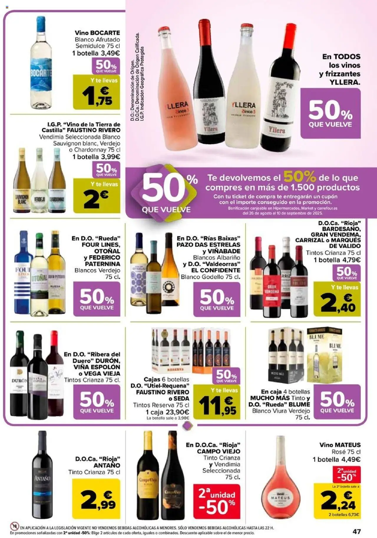 Carrefour folleto │ válido desde el 08.08.2025 | Página: 47 | Productos: Vino, Té, Caja