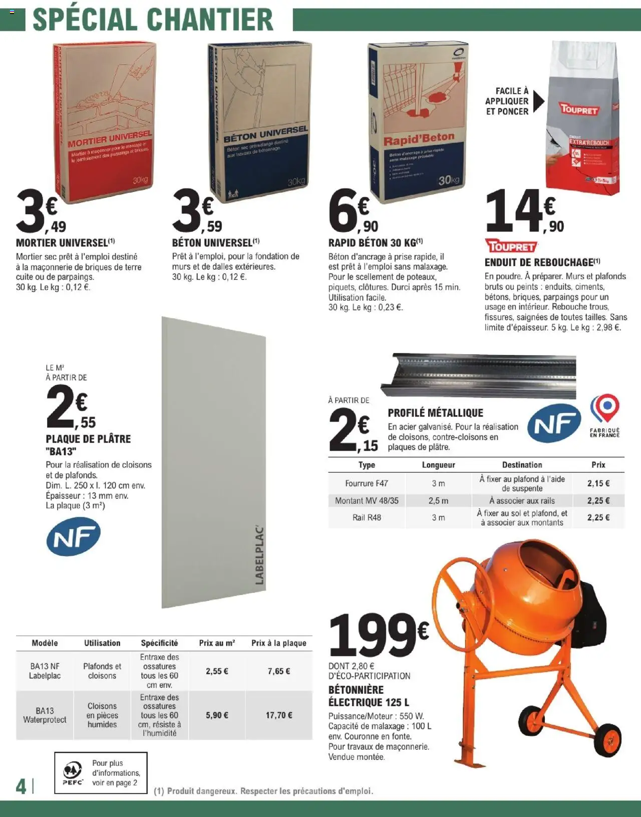  | Page: 4 | Produits: Mortier, Plâtre, Briques, Prise