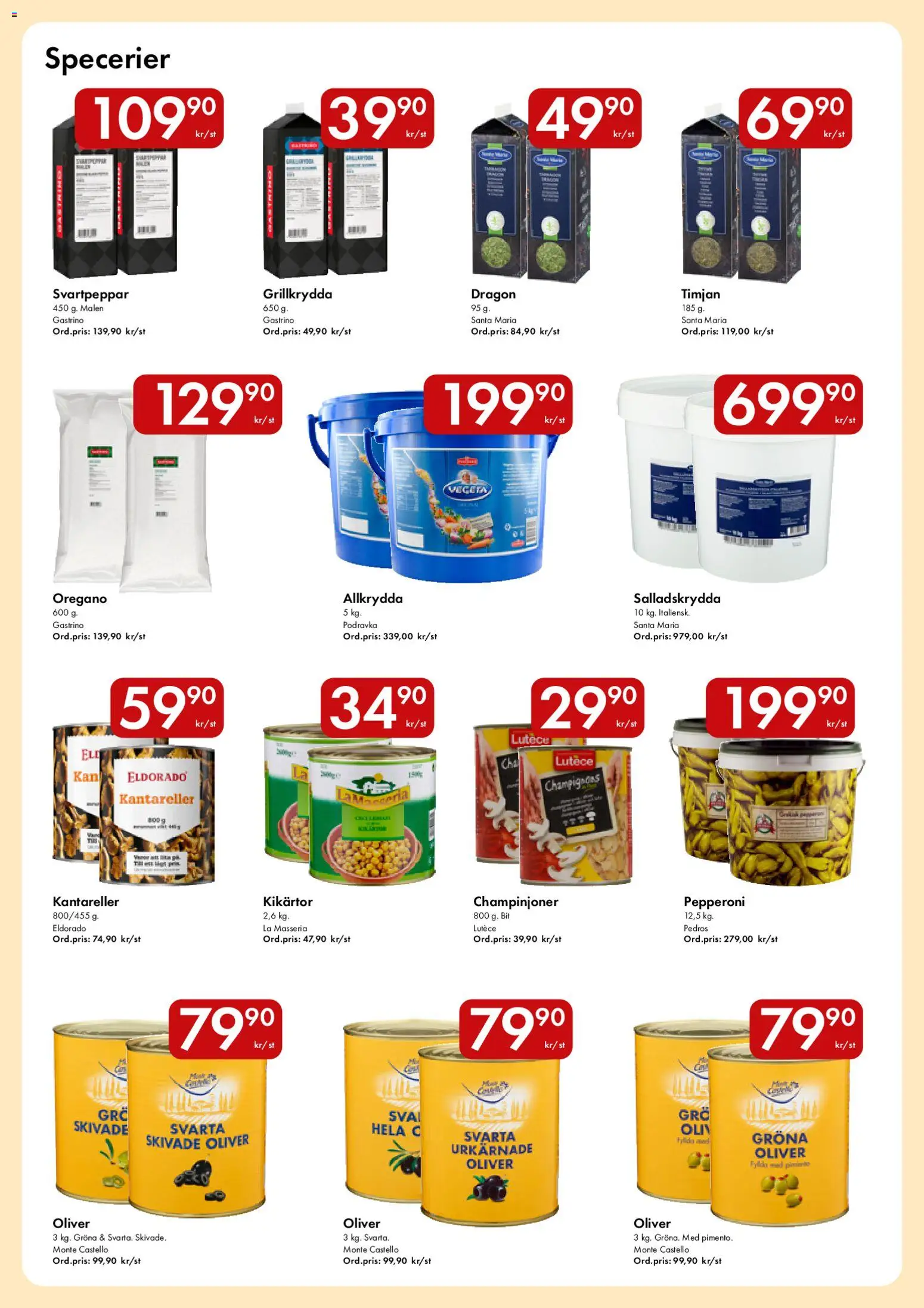 Hypermarkety reklamblad aktuell från 09.03.2026 | Sida: 10 | Produkter: Oliver, Timjan, Kikärtor, Oregano