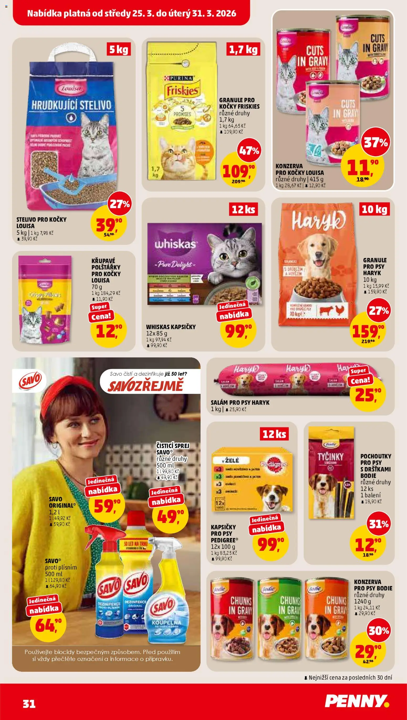 Penny Market leták od 25.03.2026 | Strana: 31 | Produkty: Granule, Pedigree, Granule pro kočky, Konzerva pro psy