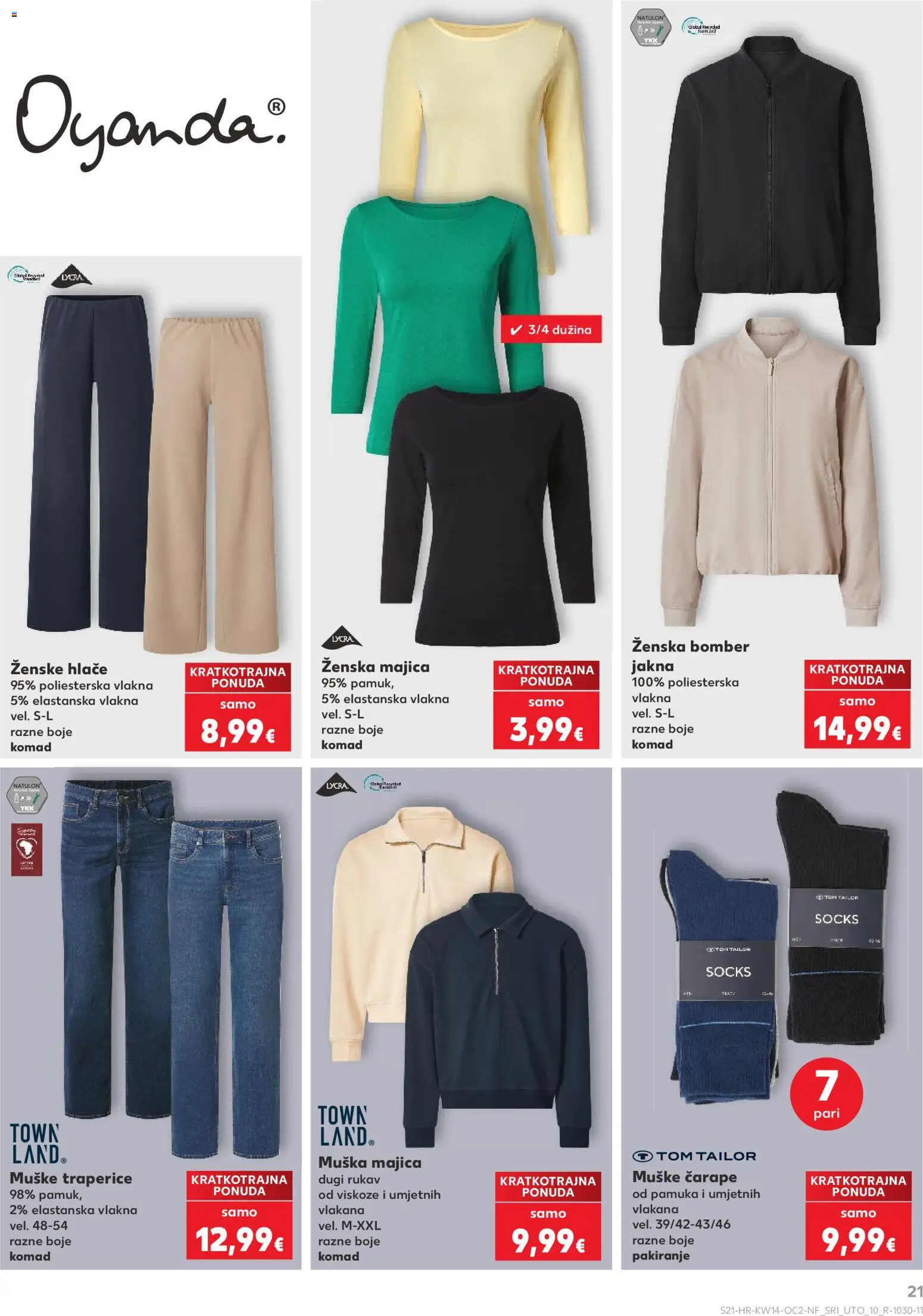 Kaufland katalog | vrijedi od 01.04.2026 | Stranica: 21 | Proizvodi: Majica, Jakna, Hlače, Traperice