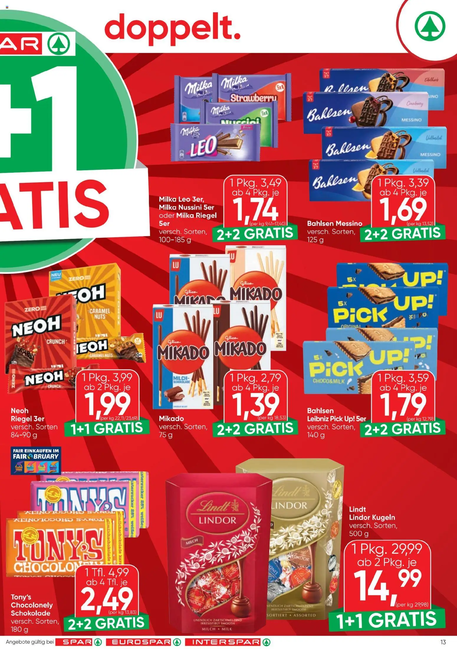 Spar Flugblatt gültig ab 12.02.2026 | Seite: 13 | Produkte: Milch, Schokolade