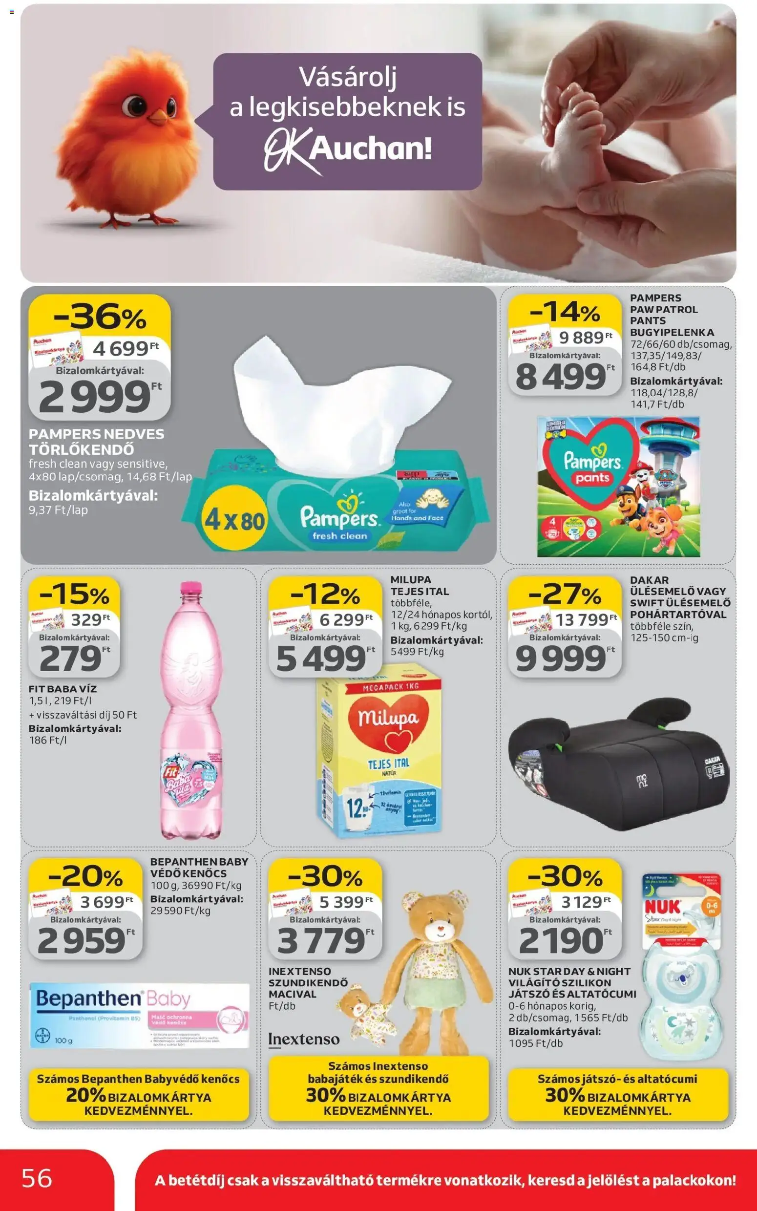Auchan akciós ujság - amely érvényes a következő dátumtól: 12.03.2026 | Oldal: 56 | Termékek: Pampers, Törlőkendő
