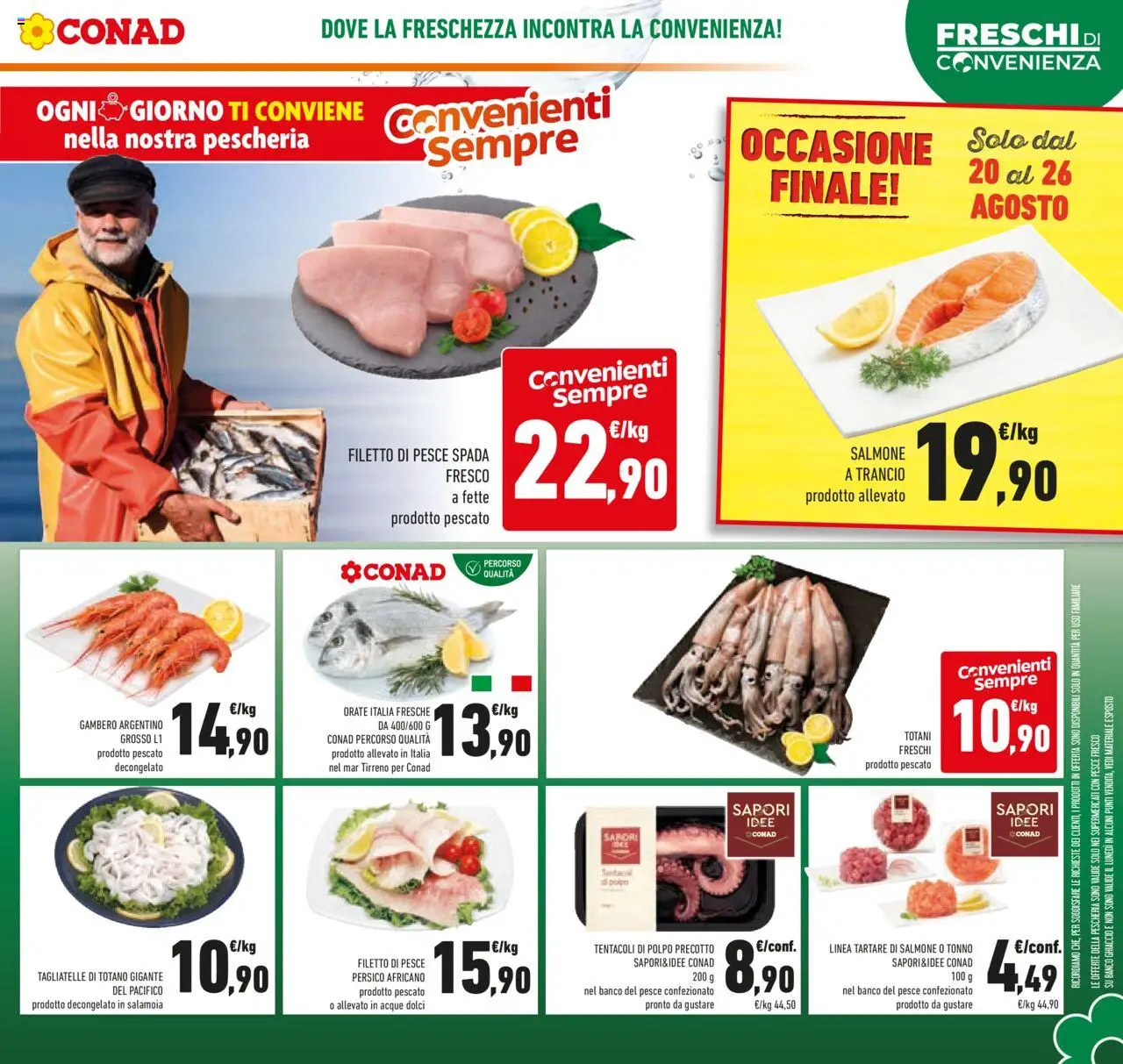 Volantino Conad del 13.08.2025 | Pagina: 5 | Prodotti: Salmone, Polpo, Salmone fresco, Totano