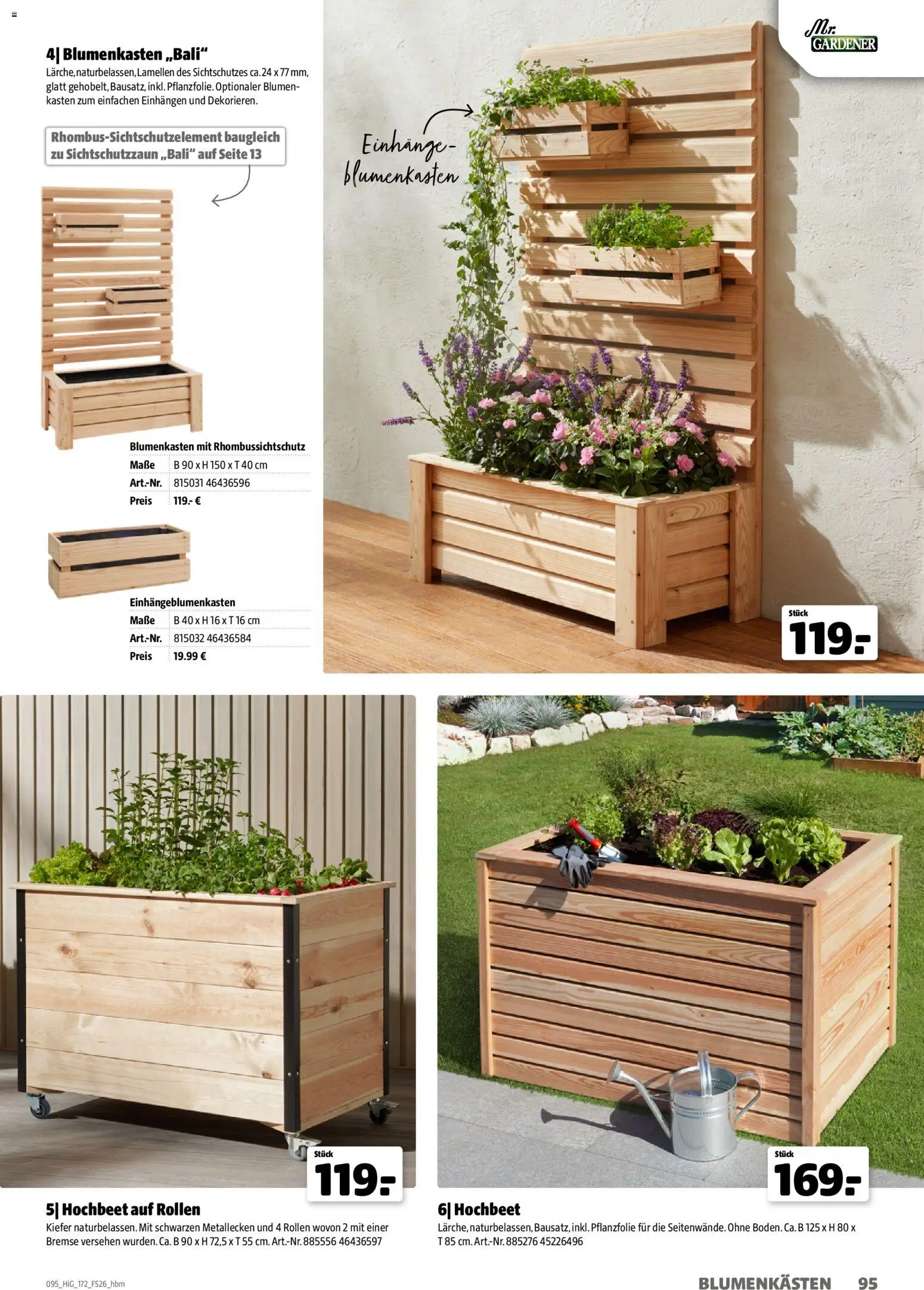Hagebau Gartengestaltungsortiment – gültig ab 02.03.2026 | Seite: 95 | Produkte: Hochbeet, Blumen
