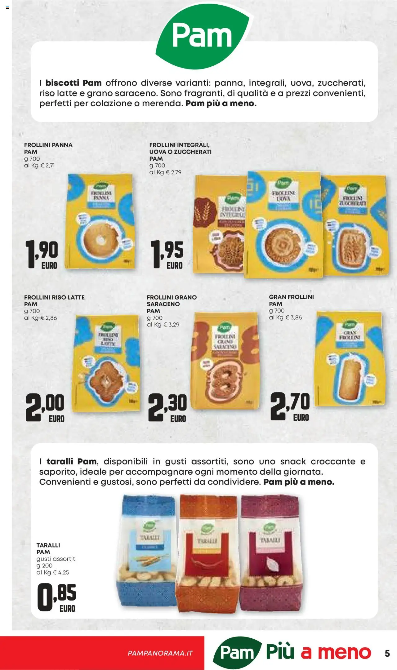 Volantino PAM del 21.08.2025 | Pagina: 5 | Prodotti: Riso, Panna, Biscotti, Frollini