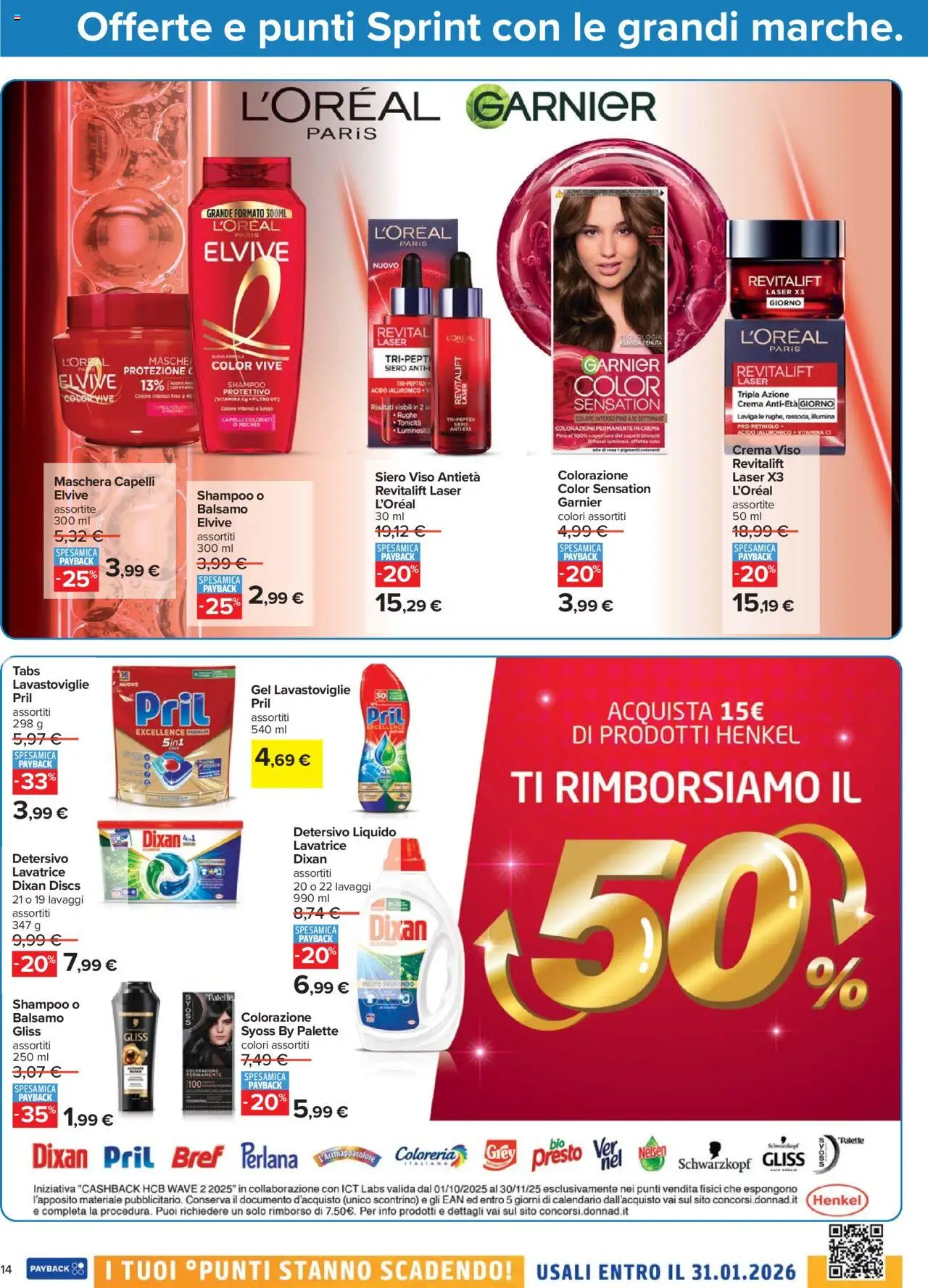 Volantino Carrefour del 23.10.2025 | Pagina: 14 | Prodotti: Shampoo, Balsamo, Maschera, Lavatrice