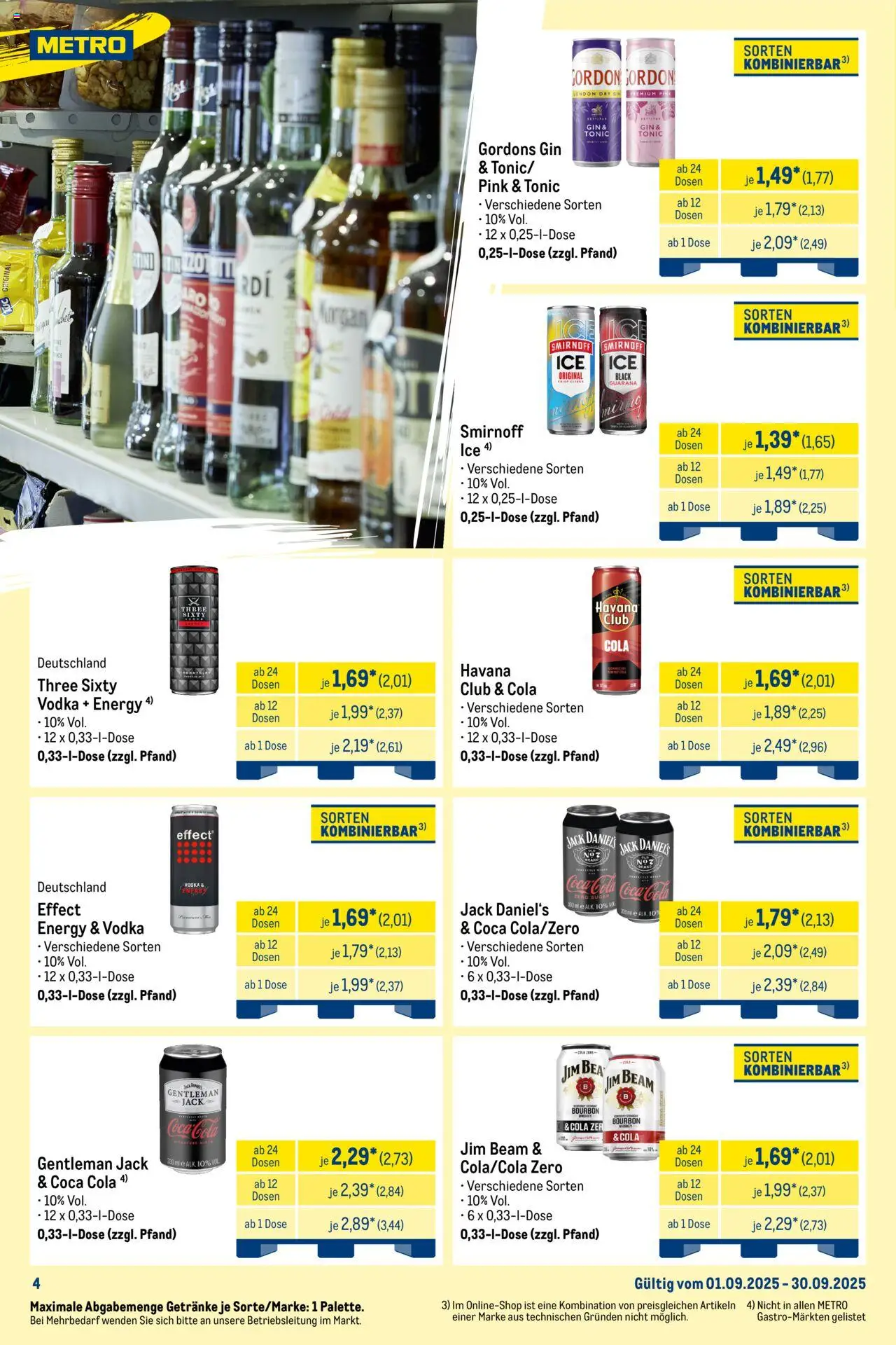 Metro  Monats-Mix - gültig ab dem 01.09.2025 | Seite: 4 | Produkte: Havana club, Jim beam, Bourbon, Gin