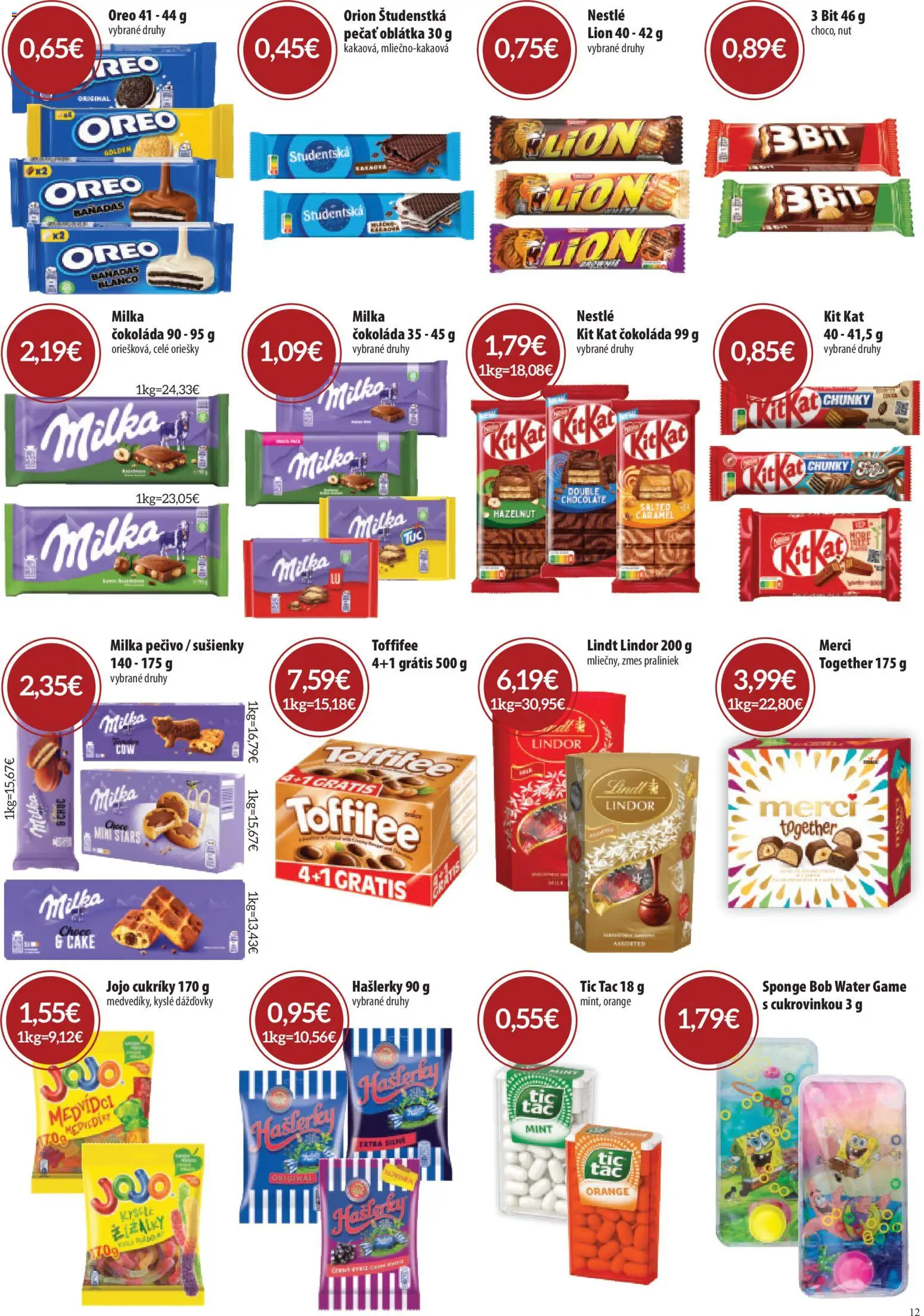 Nové CBA Komfos akcie – leták je platný od 23.01.2026 | Strana: 12 | Produkty: Lindor, Lindt, Čokoláda, Milka