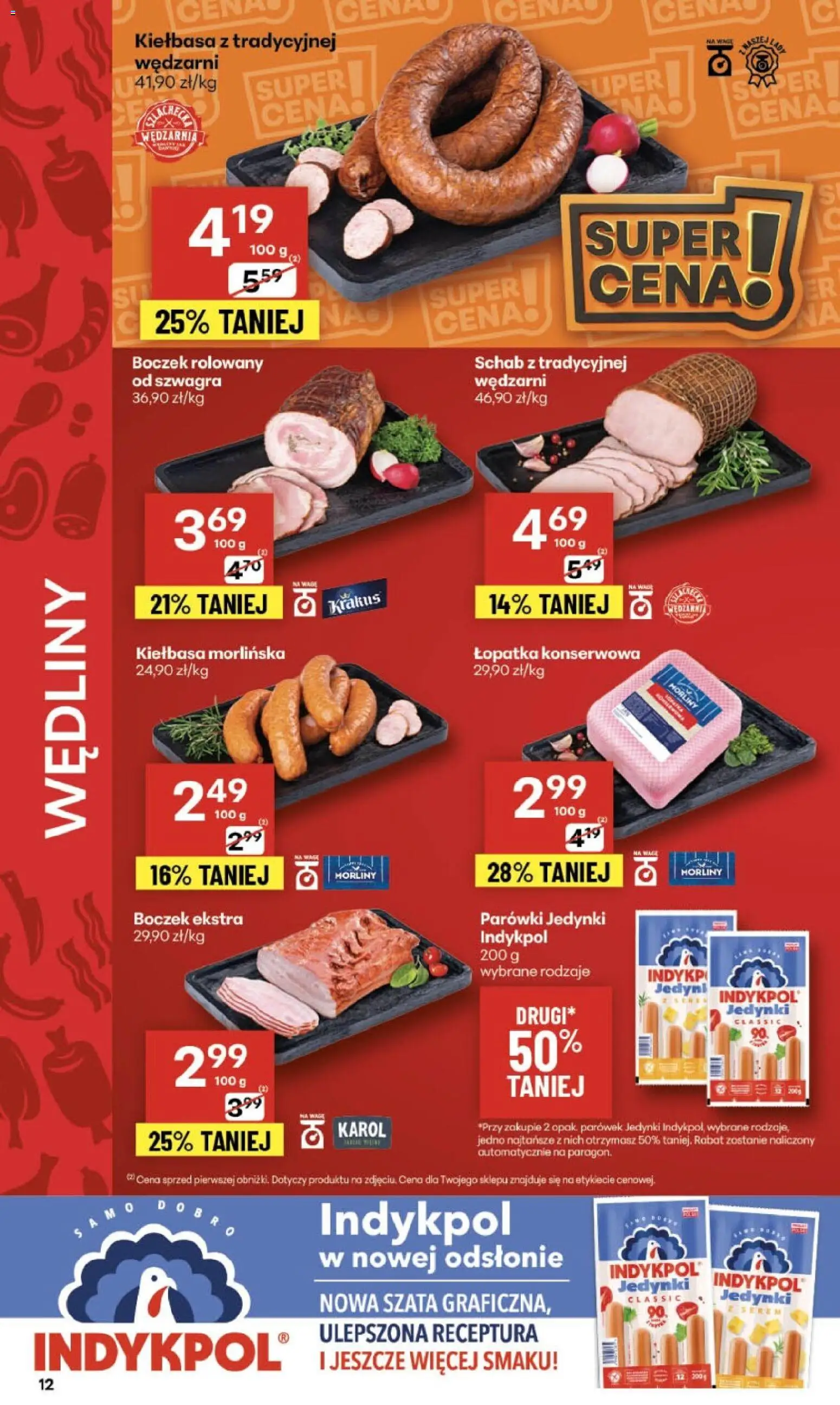 Delikatesy Centrum Gazetka od 04.12.2025 | Strona: 12 | Produkty: Kiełbasa, Schab, Parówki, Wędliny
