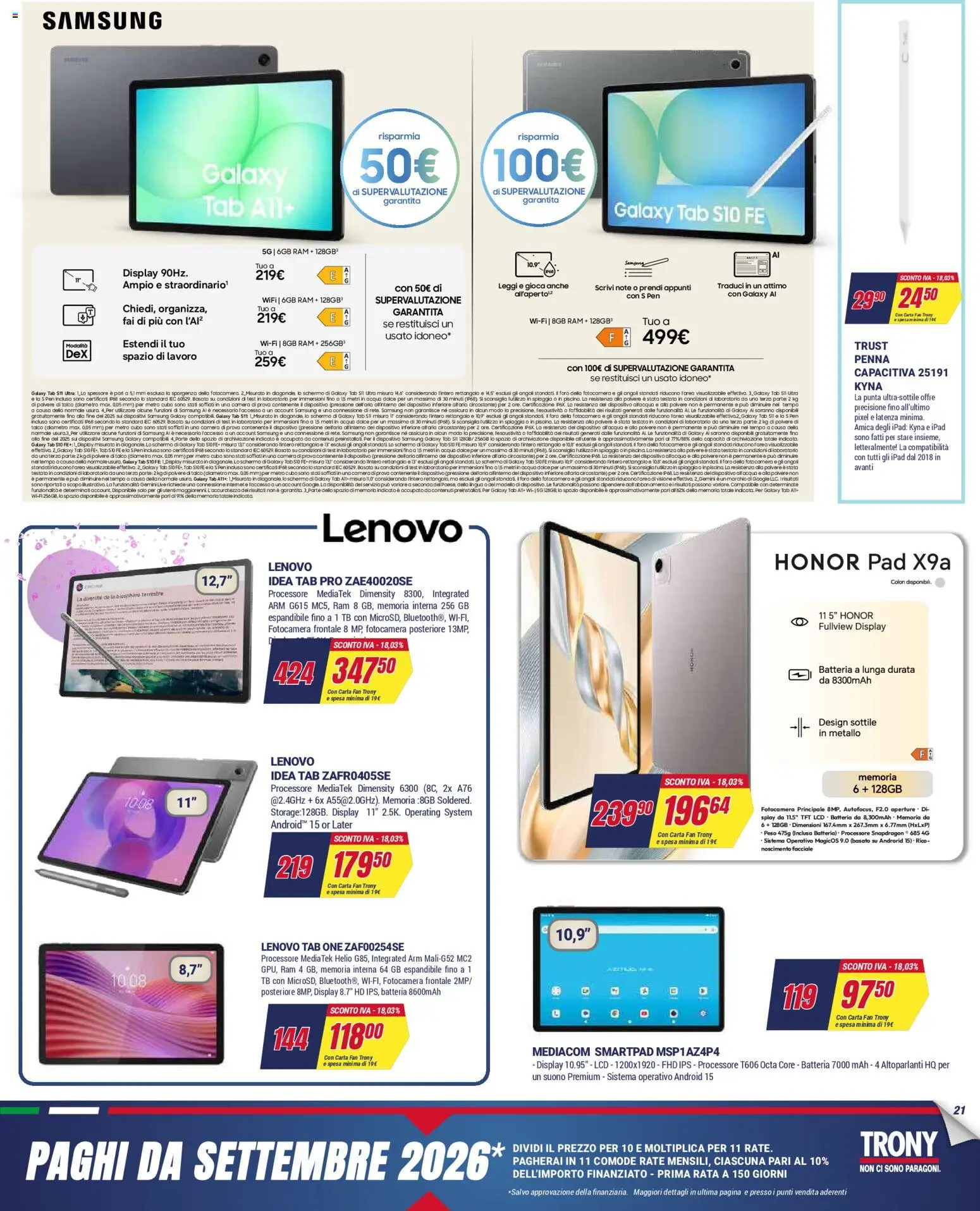 Volantino Trony del 02.04.2026 | Pagina: 21 | Prodotti: Schermo, Acqua, Ipad, Batteria