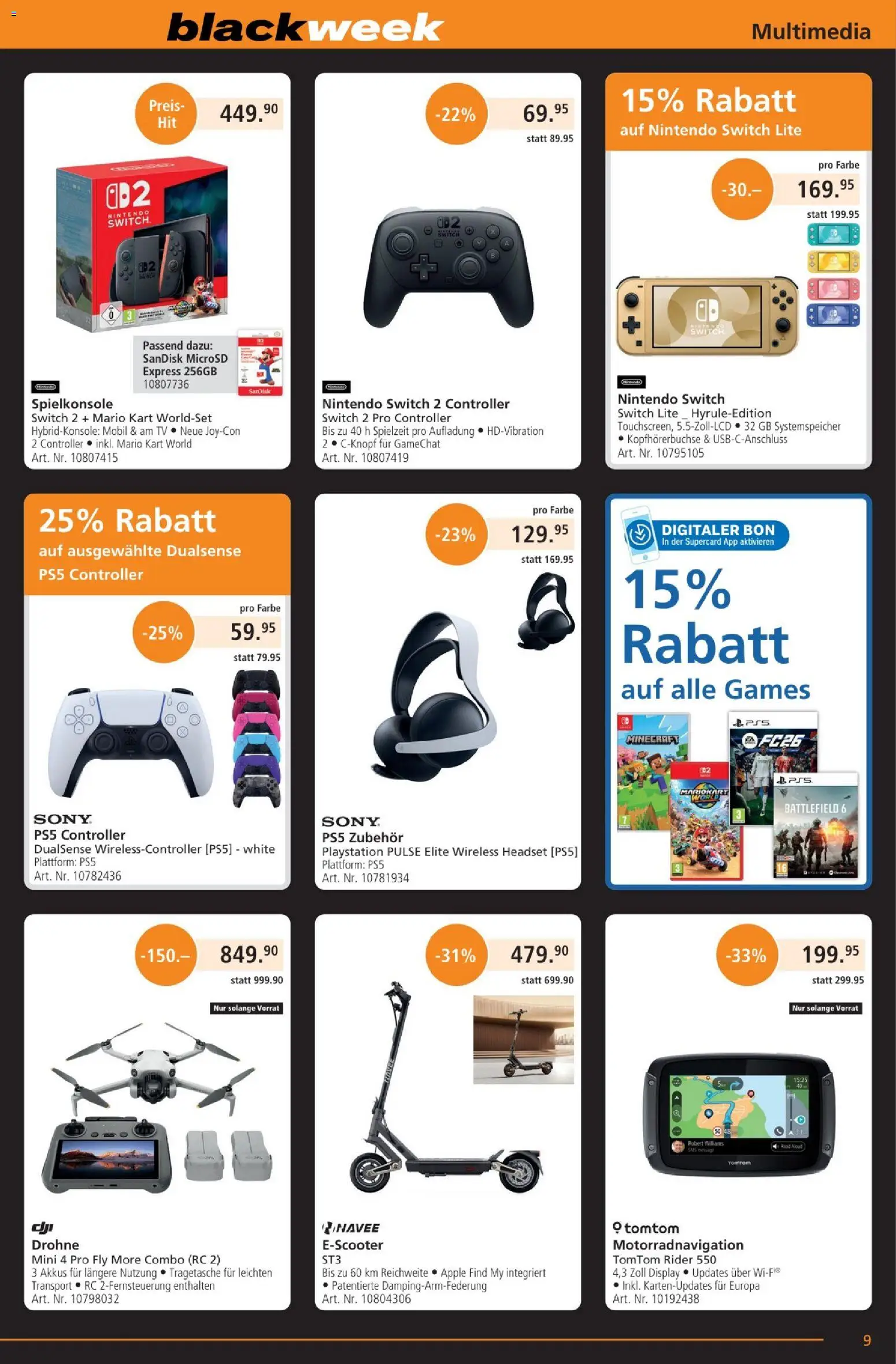 Fust - Black Friday – gültig ab 25.11.2025 | Seite: 9 | Produkte: Headset, Spielkonsole, Drohne, Sony