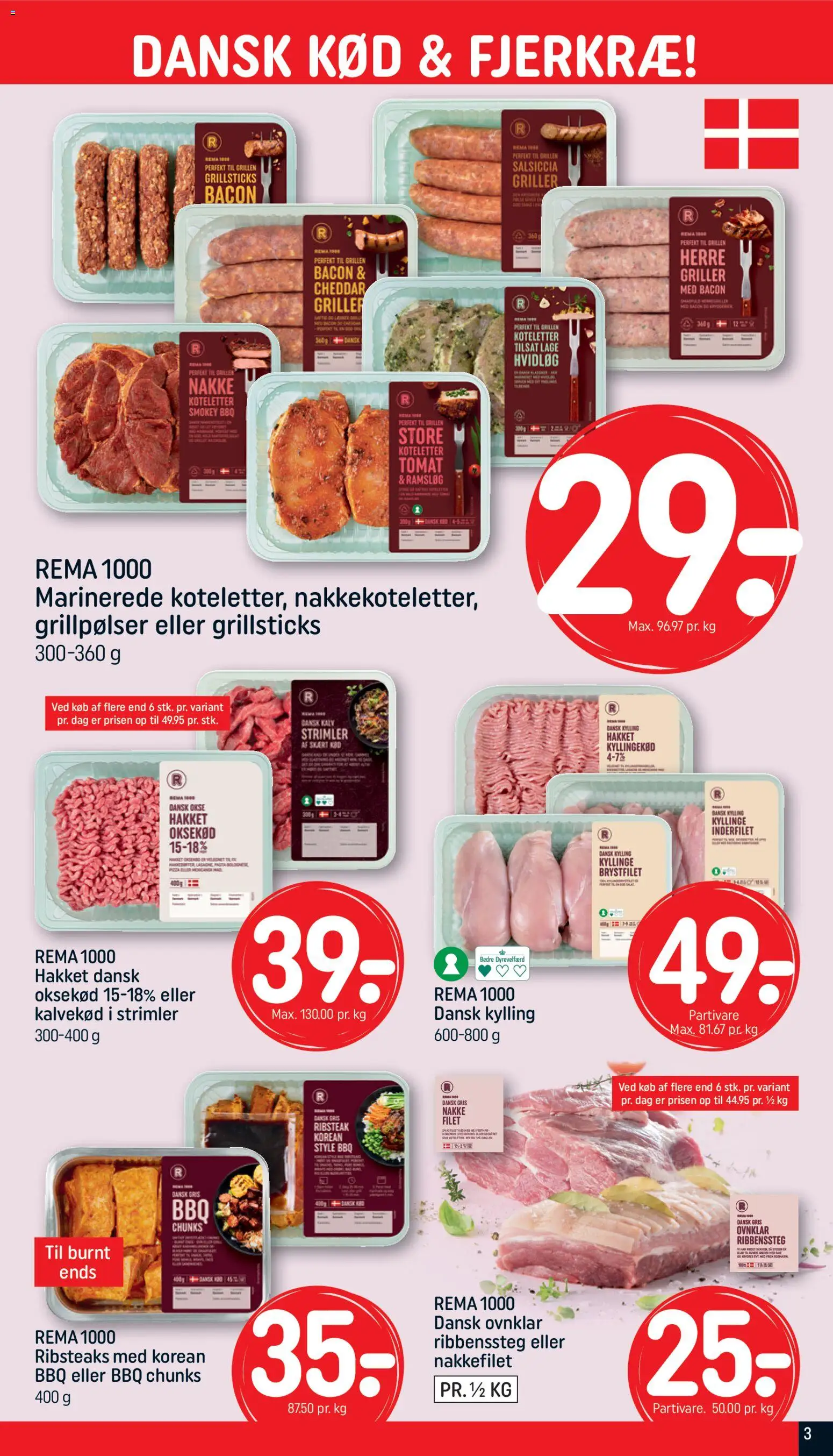 Rema 1000 tilbudsavis – gyldig fra 19.04.2026 | Side: 3 | Produkter: Cheddar, Koteletter, Aparelho de barbear, Bacon