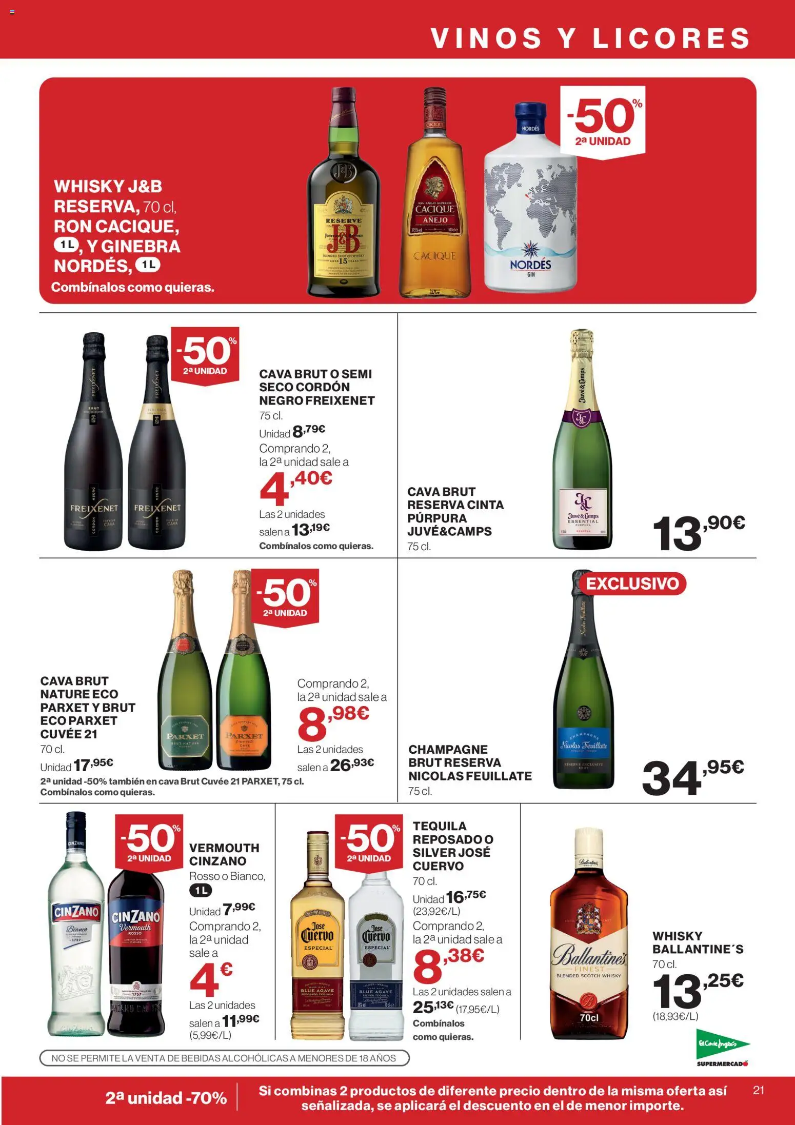 El Corte Inglés ofertas │ válido desde el 09.04.2026 | Página: 21 | Productos: Ron, Ginebra, Whisky