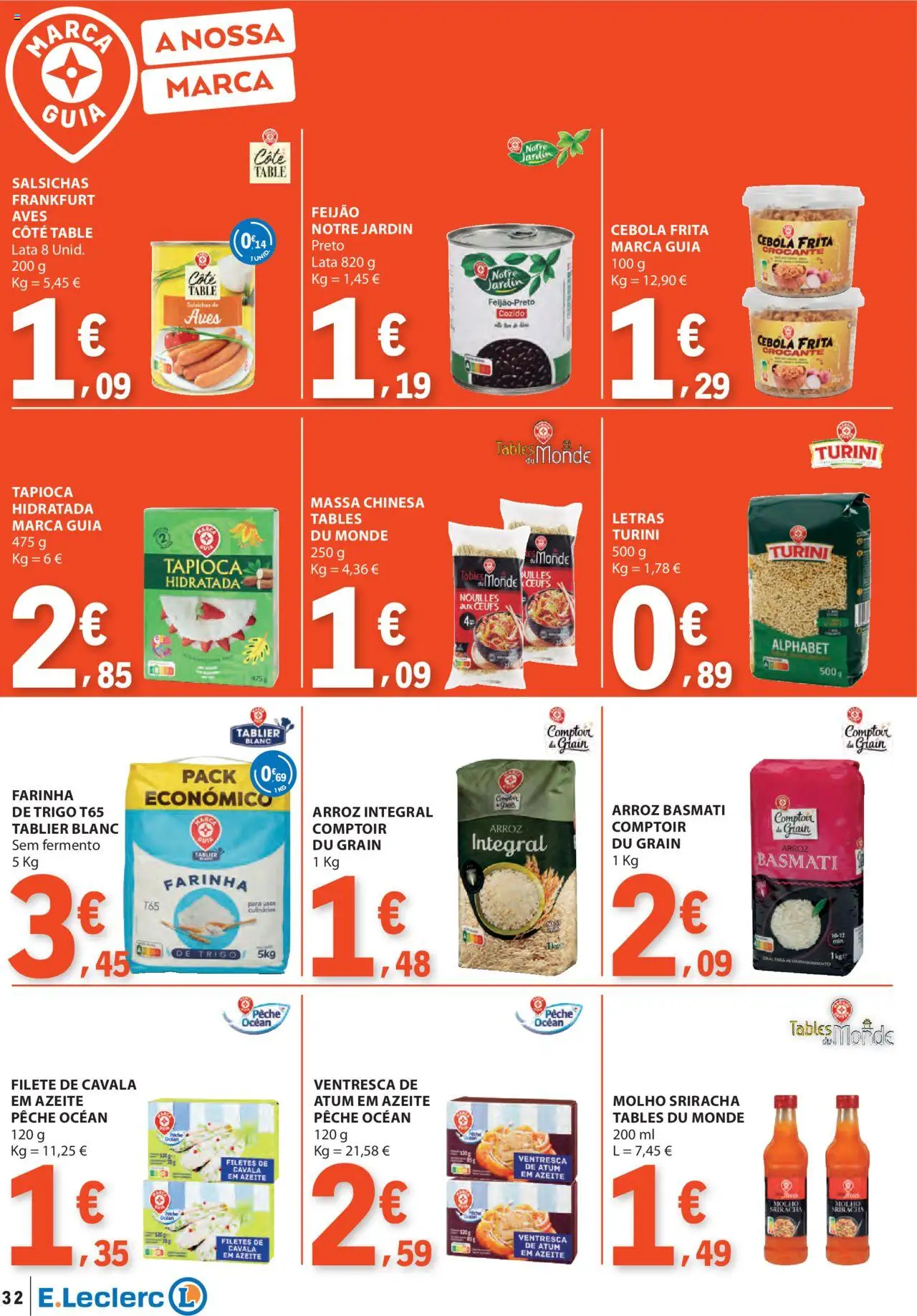 E.Leclerc folheto │ válido de 16.10.2025 | Página: 32 | Produtos: Azeite, Tapioca, Cebola, Massa