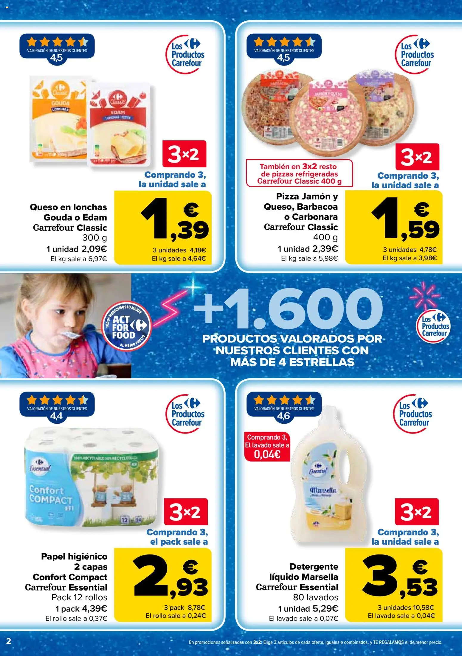 Carrefour folleto │ válido desde el 07.04.2026 | Página: 2 | Productos: Detergente, Queso, Papel higienico, Té
