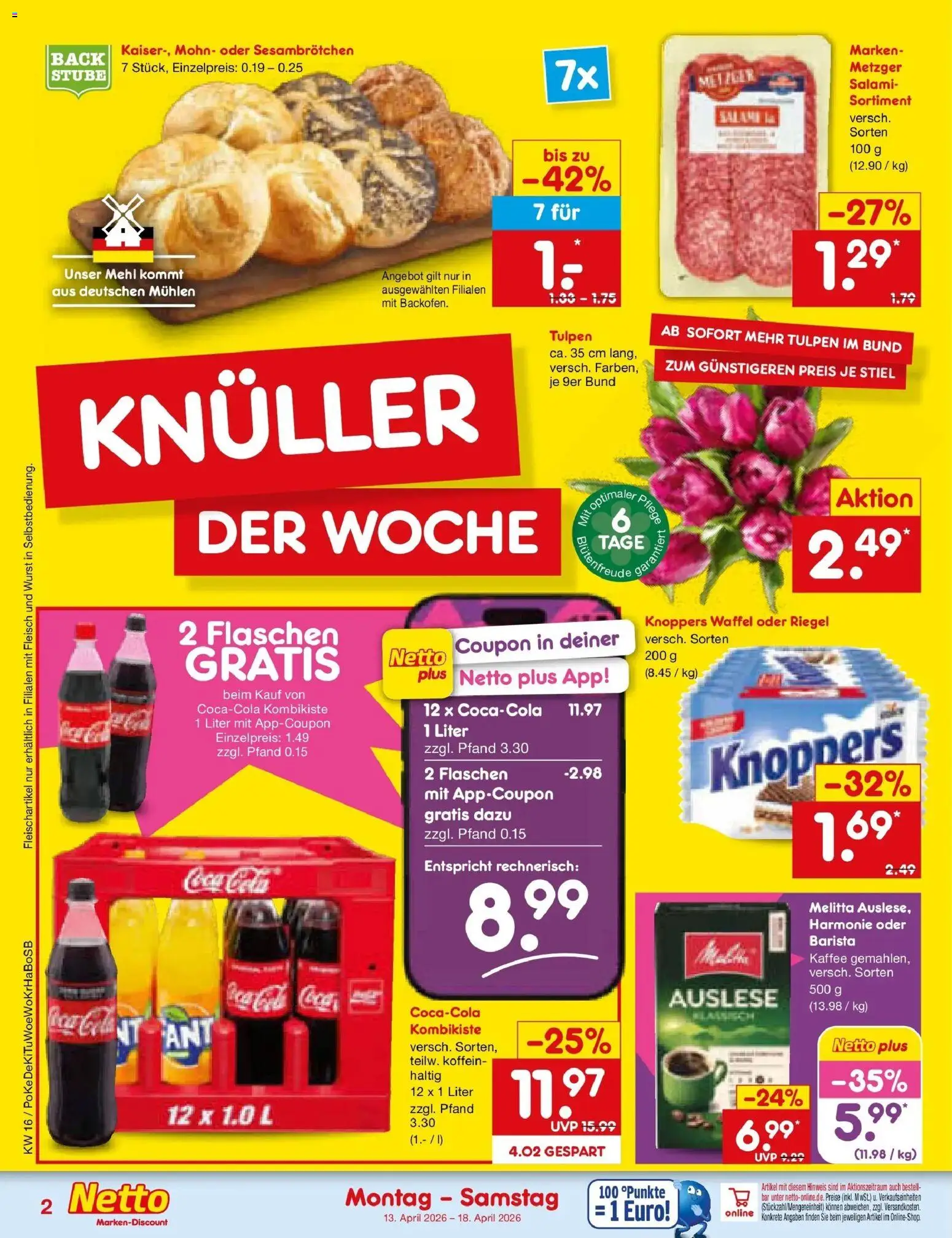 Netto Marken-Discount Prospekt Gemmingen	 – gültig ab 13.04.2026 | Seite: 1 | Produkte: Coca cola, Mehl, Wurst, Fleisch