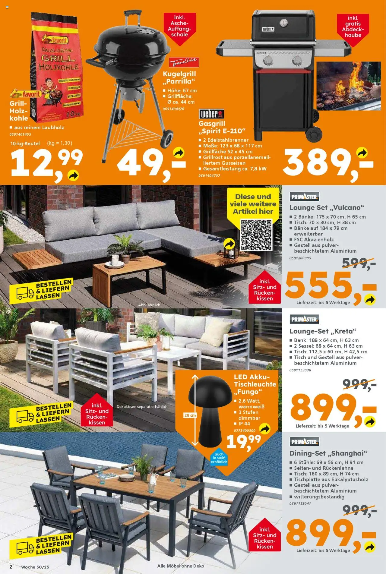 Globus Baumarkt Prospekt 	 - gültig ab dem 21.07.2025 | Seite: 2 | Produkte: Grill, Kissen, Sessel, Tisch