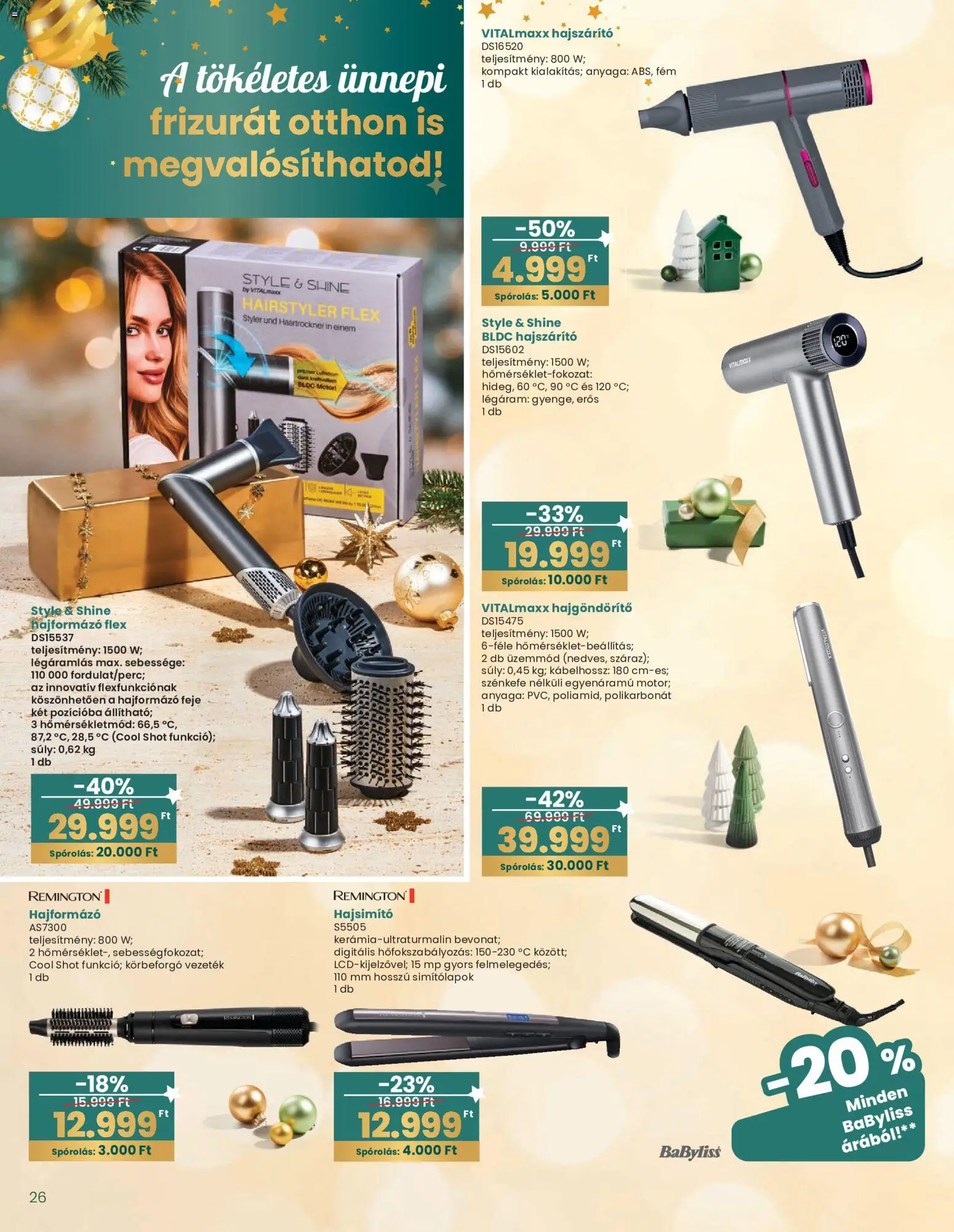 Interspar akciós ujság - amely érvényes a következő dátumtól: 20.12.2025 | Oldal: 26 | Termékek: Hajsimító, Hajformázó, Hajszárító