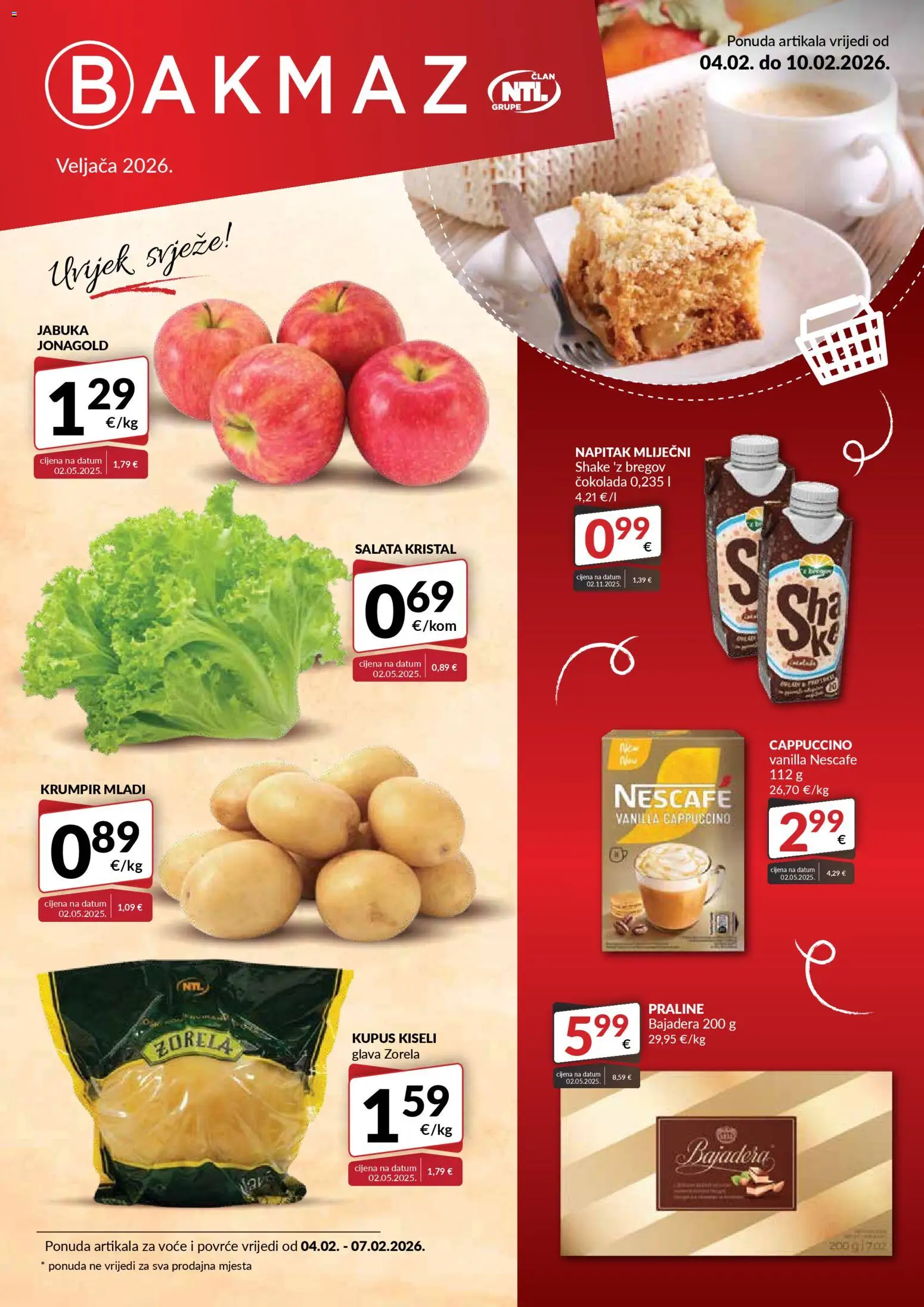 Bakmaz katalog | vrijedi od 04.02.2026 | Stranica: 1 | Proizvodi: Nescafe, Salata, Voće, Cappuccino