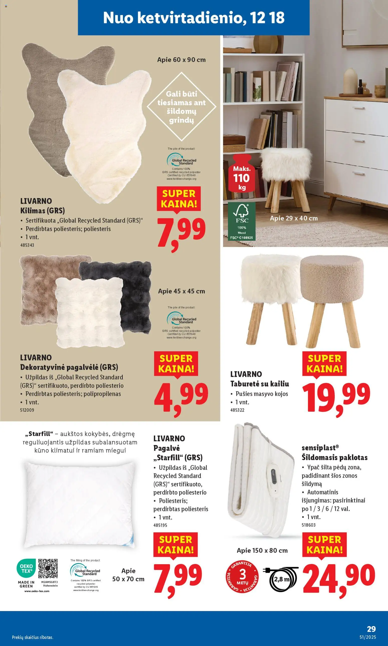 LIDL akcijos nuo 15.12.2025 | Puslapis: 29 | Prekių: Pagalvėlė, Pagalvė, Kilimas