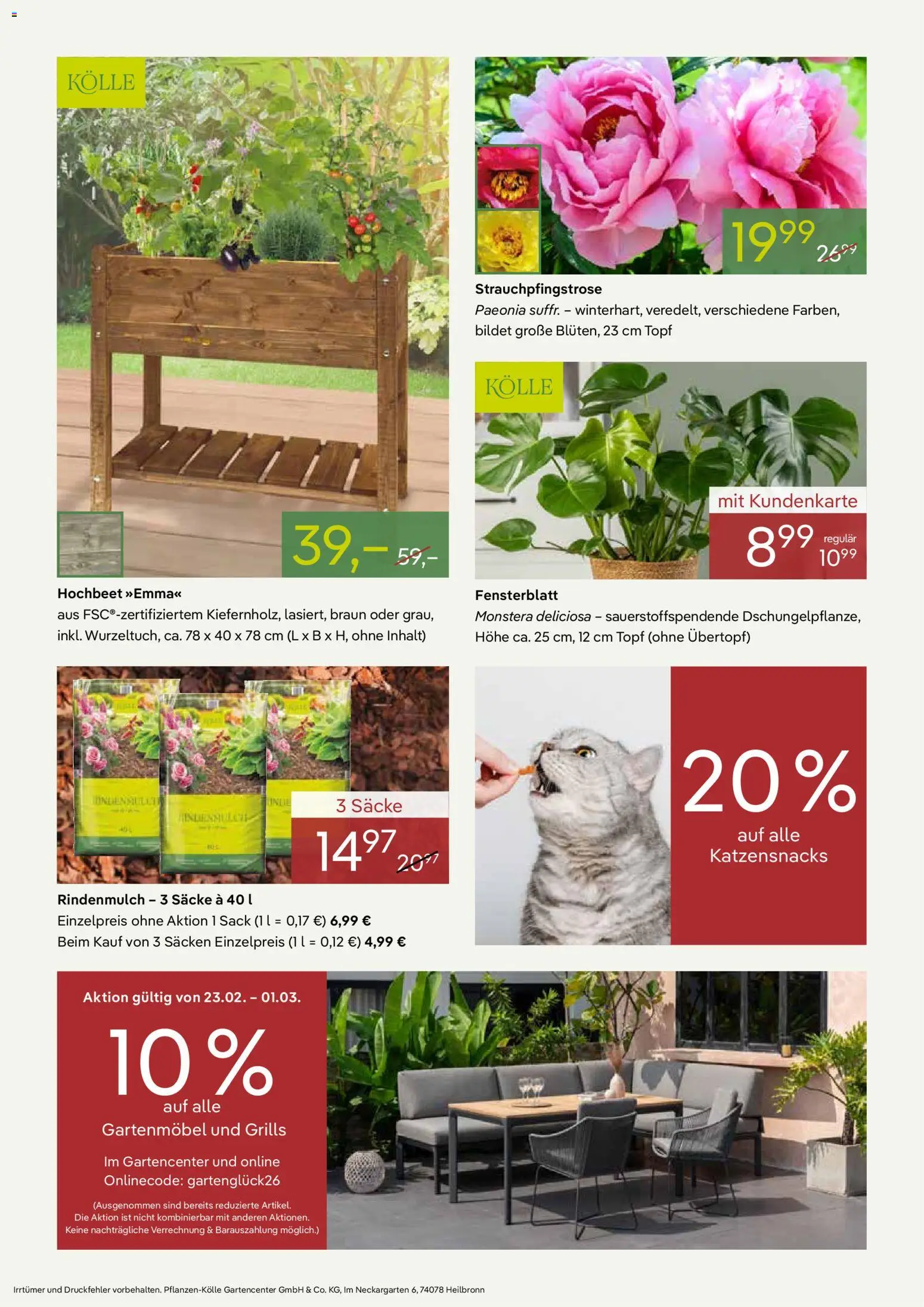 Pflanzen-Kölle Prospekt 	 – gültig ab 23.02.2026 | Seite: 2 | Produkte: Hochbeet, Rindenmulch, Gartenmöbel