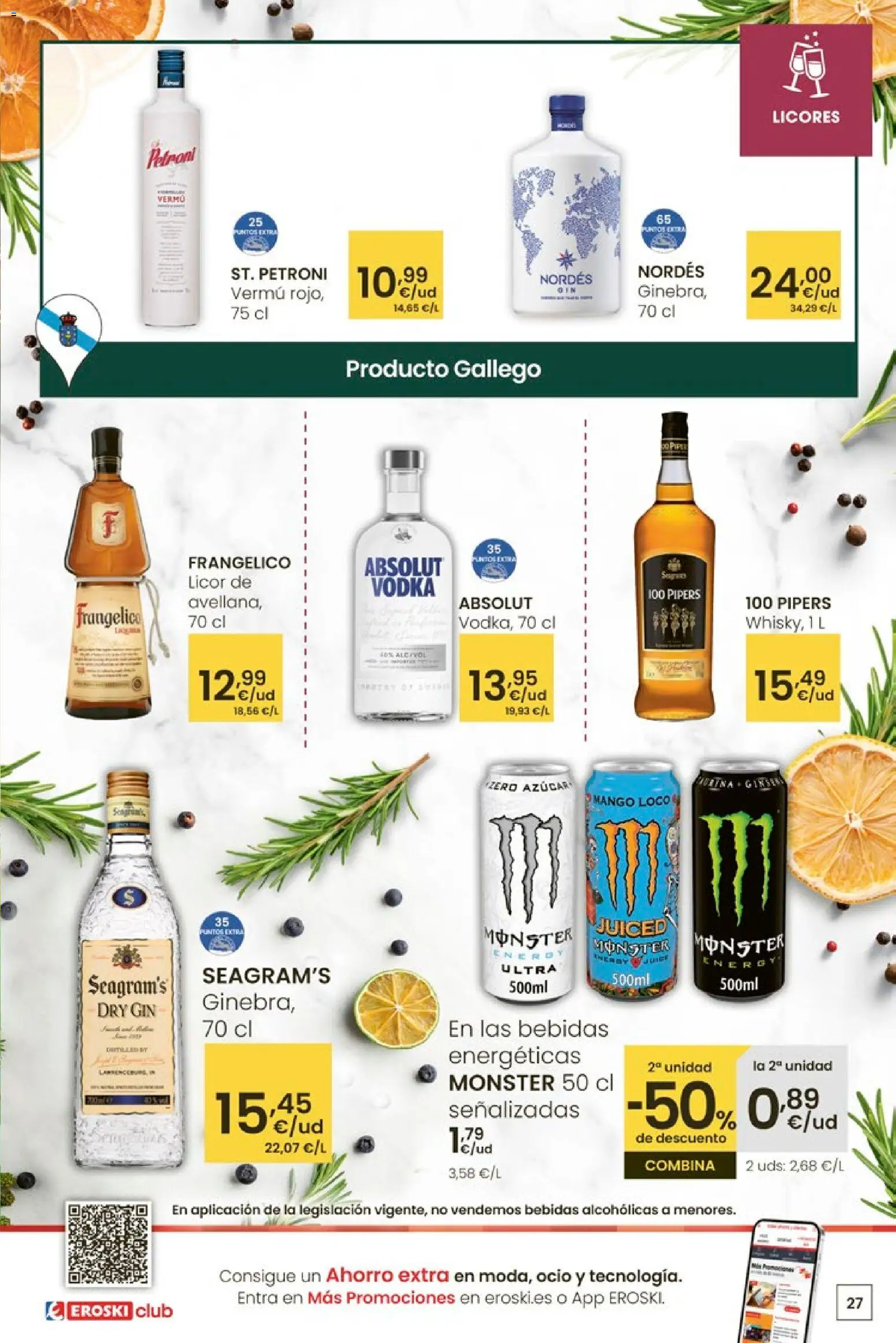 Eroski - Para un enero más ligero │ válido desde el 05.01.2026 | Página: 27 | Productos: Licor, Vodka, Ρούτερ