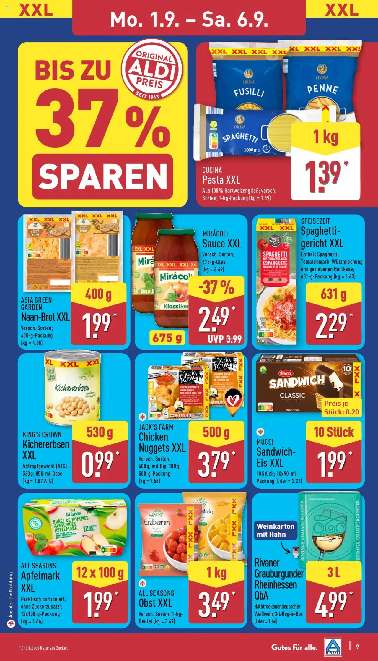Aldi Prospekt 	 - gültig ab dem 01.09.2025 | Seite: 9 | Produkte: Pommes, Chili, Pasta, Eis