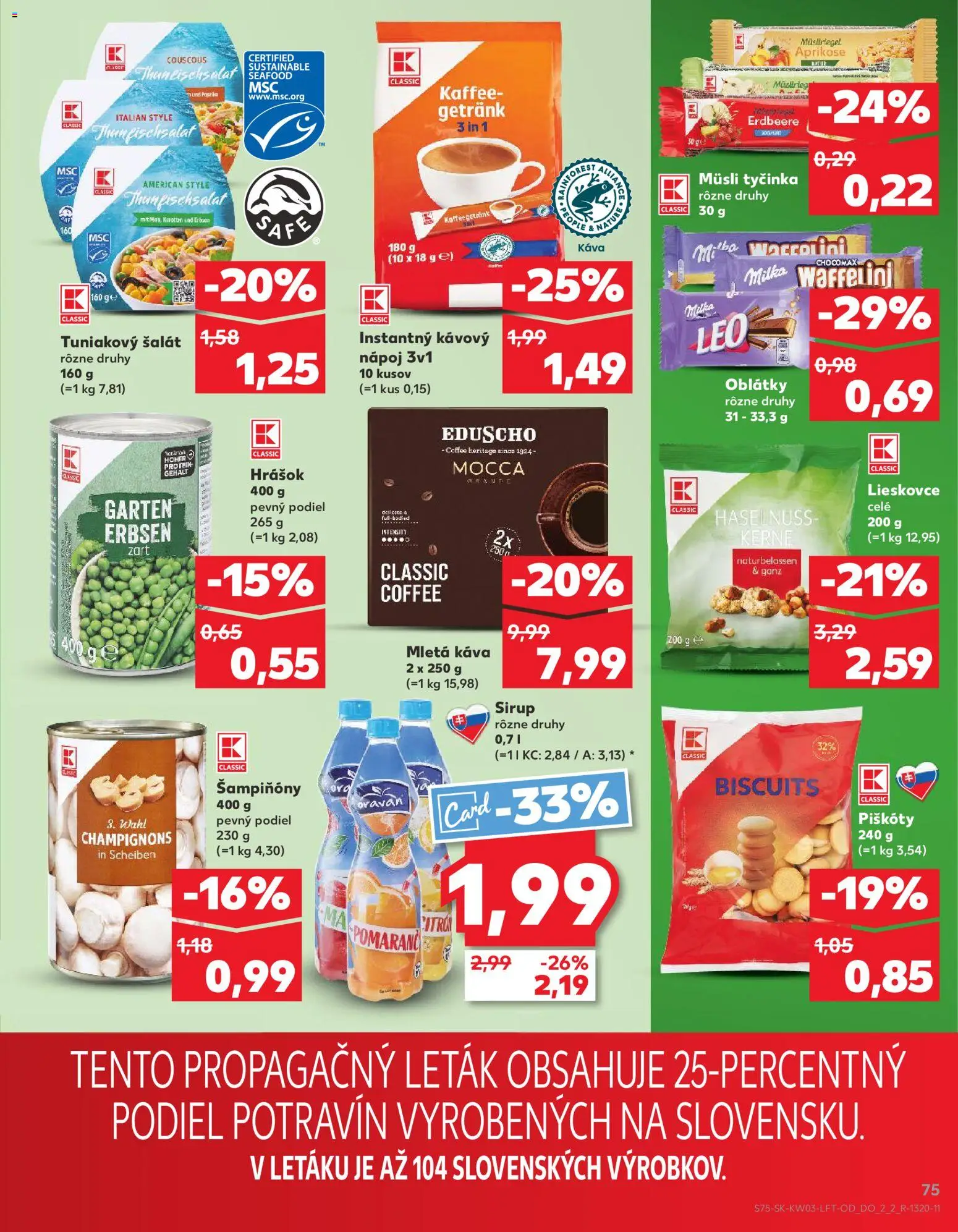 Nové Kaufland akcie – leták je platný od 15.01.2026 | Strana: 75 | Produkty: Protein, Hrášok, Šalát, Milka