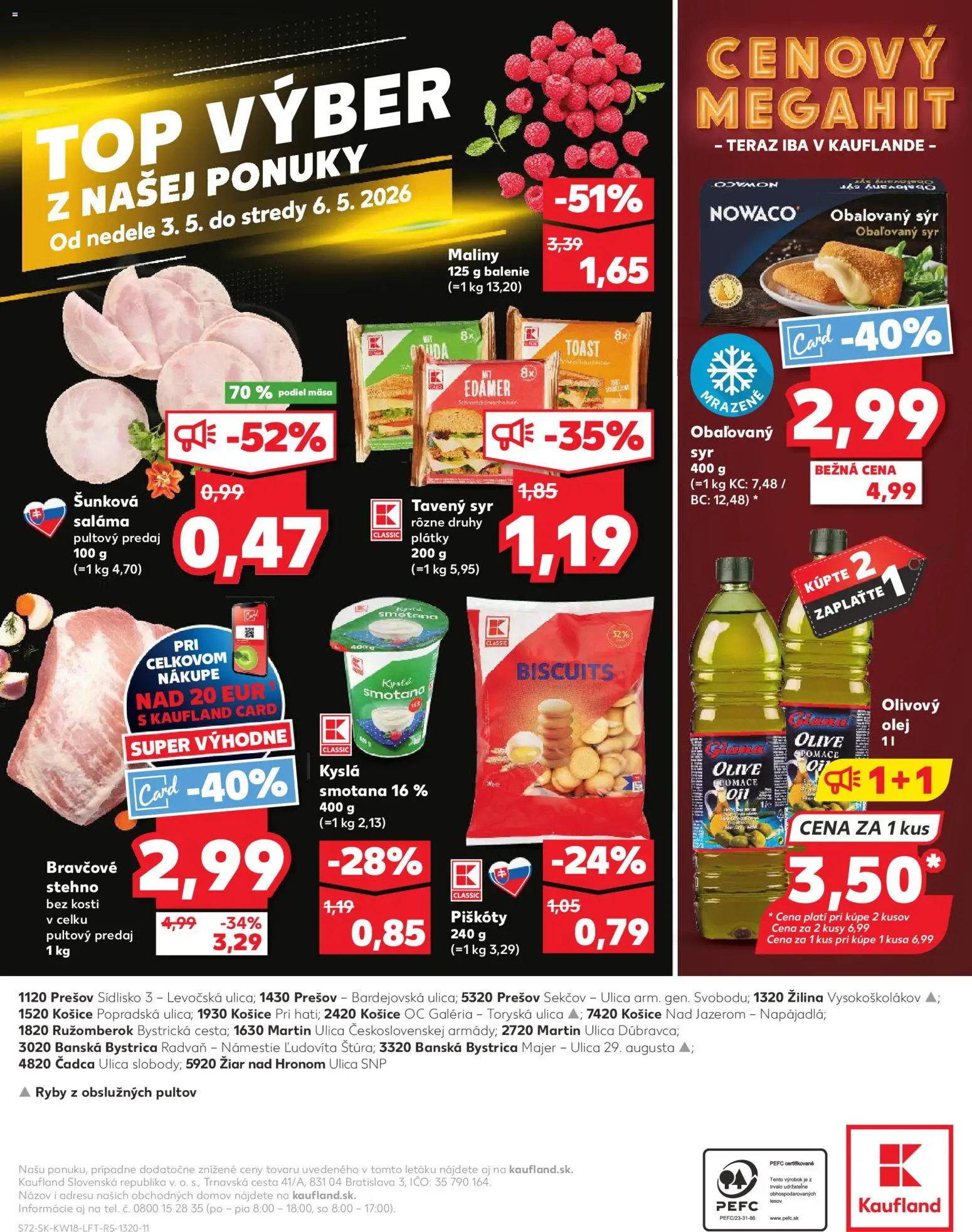 Nové Kaufland akcie – leták je platný od 30.04.2026 | Strana: 72 | Produkty: Saláma, Smotana, Bravčové stehno, Maliny