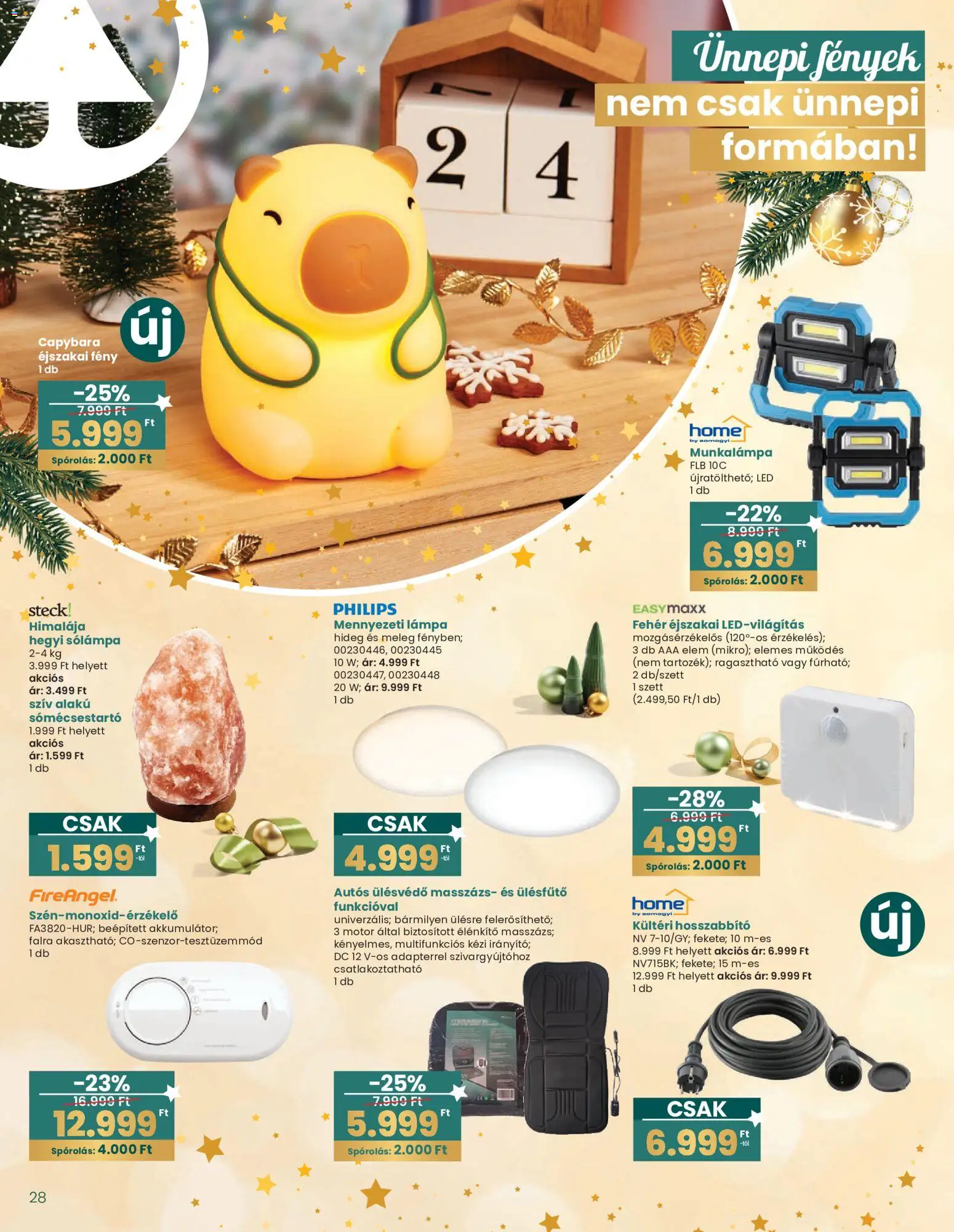 Interspar akciós ujság - amely érvényes a következő dátumtól: 20.12.2025 | Oldal: 28 | Termékek: Mennyezeti lámpa, Hosszabbító, Lámpa