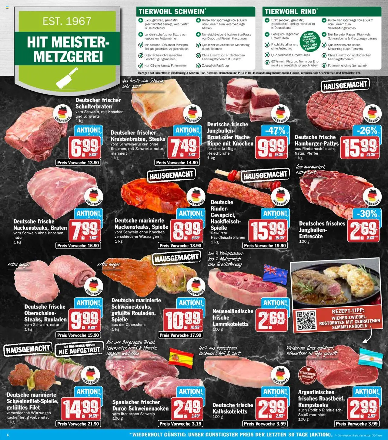 HIT - Hessen – gültig ab 22.09.2025 | Seite: 4 | Produkte: Hahnchen, Spieße, Pfeffer, Hackfleisch
