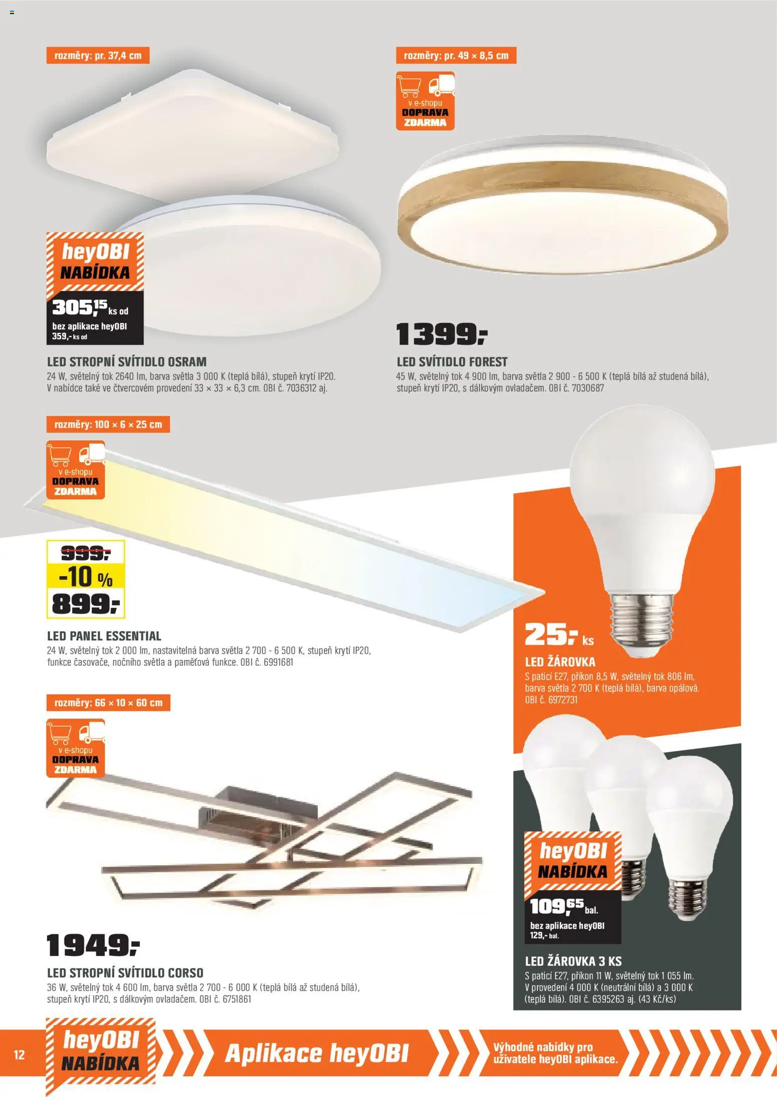 OBI leták od 01.01.2026 | Strana: 12 | Produkty: LED stropní svítidlo, LED
