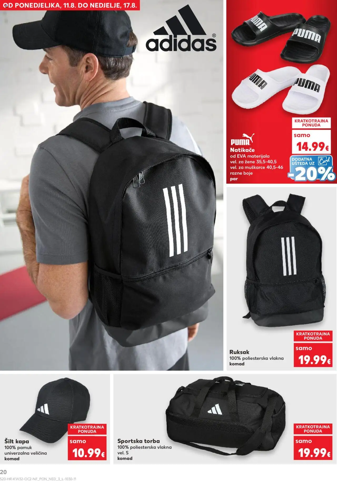 Kaufland katalog | vrijedi od 06.08.2025 | Stranica: 20 | Proizvodi: Natikače, Ruksak, Kapa, Torba