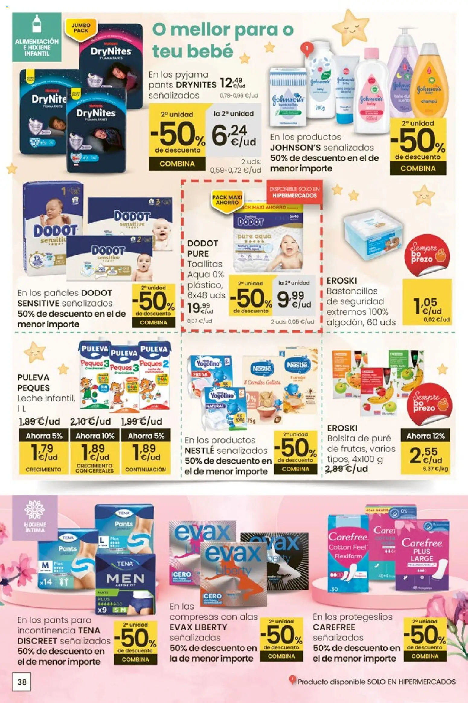Eroski - 50 de descuento │ válido desde el 26.02.2026 | Página: 38 | Productos: Cereales, Té, Γλυφιτζούρι, Baño