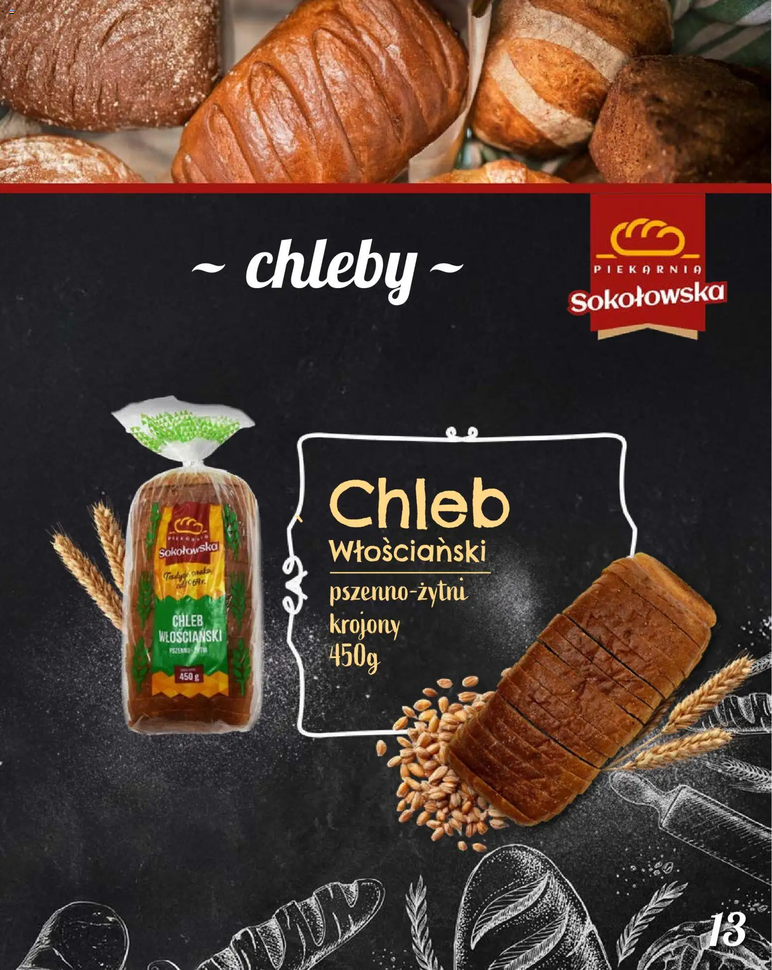 Topaz Gazetka - Piekarnia Sokołowska od 01.02.2026 | Strona: 13 | Produkty: Chleb krojony, Piekarnia, Chleb