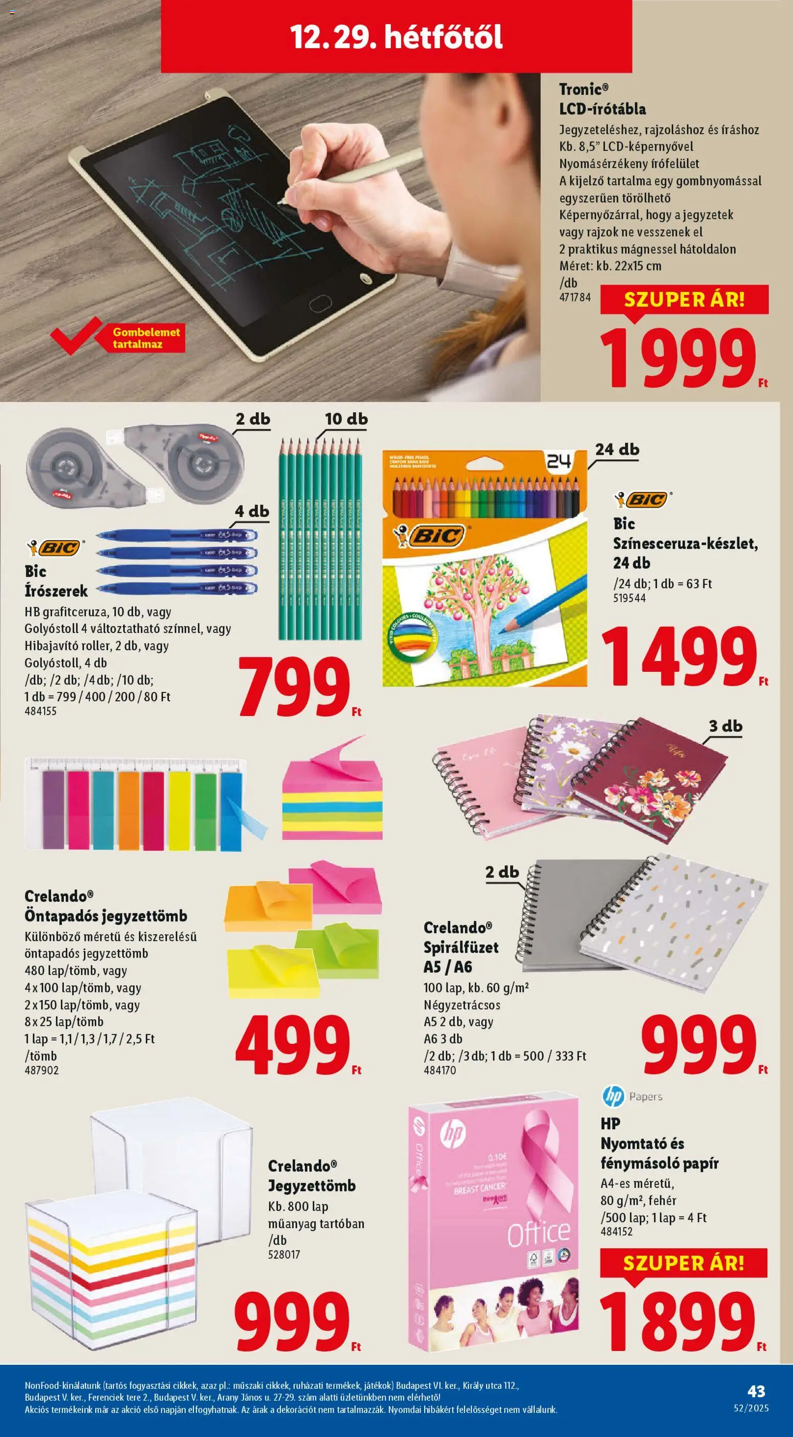 Lidl akciós ujság - amely érvényes a következő dátumtól: 27.12.2025 | Oldal: 43 | Termékek: Tablet, Nyomtató, Játékok