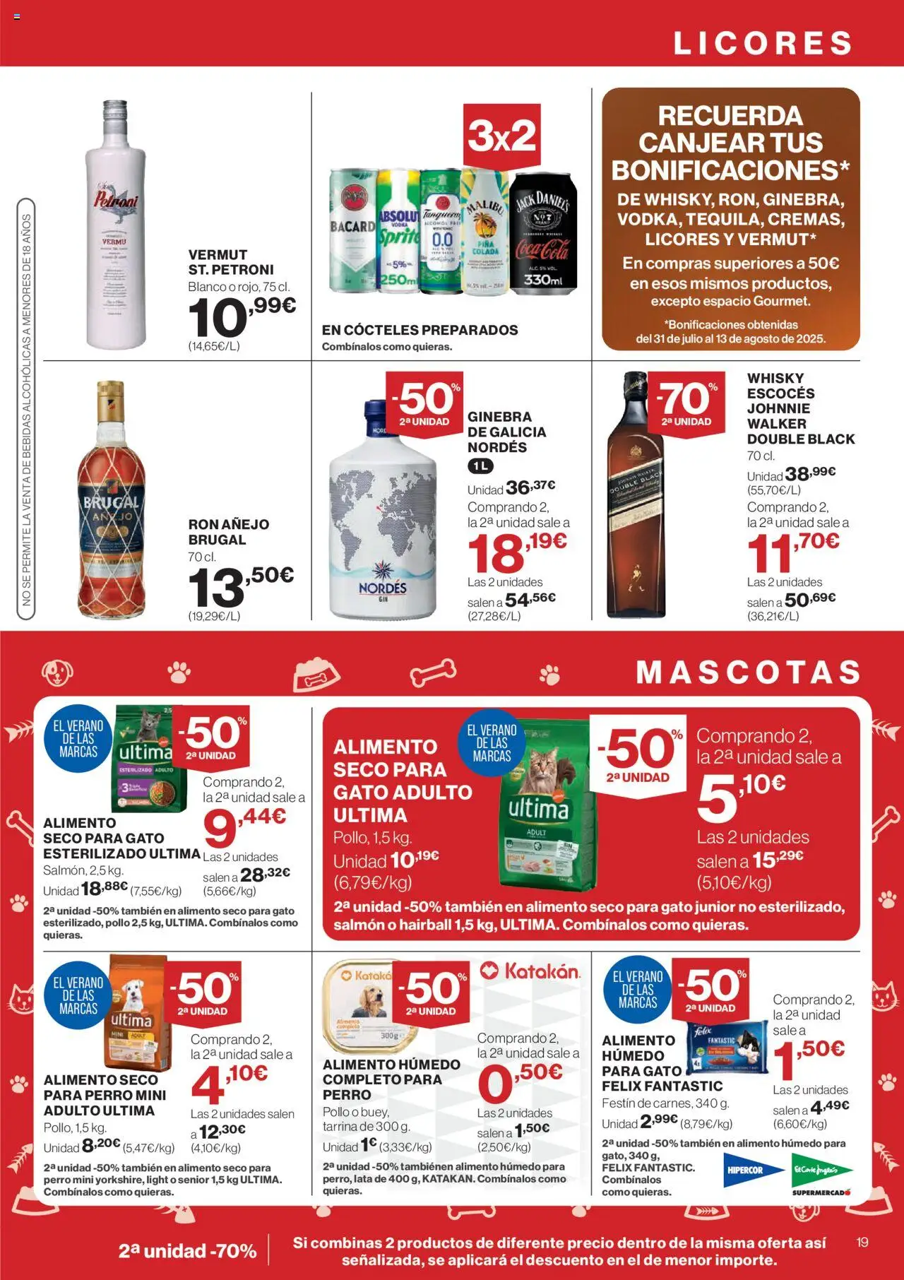 Hipercor catálogo │ válido desde el 14.08.2025 | Página: 21 | Productos: Ron, Ginebra, Πρίζες, Whisky