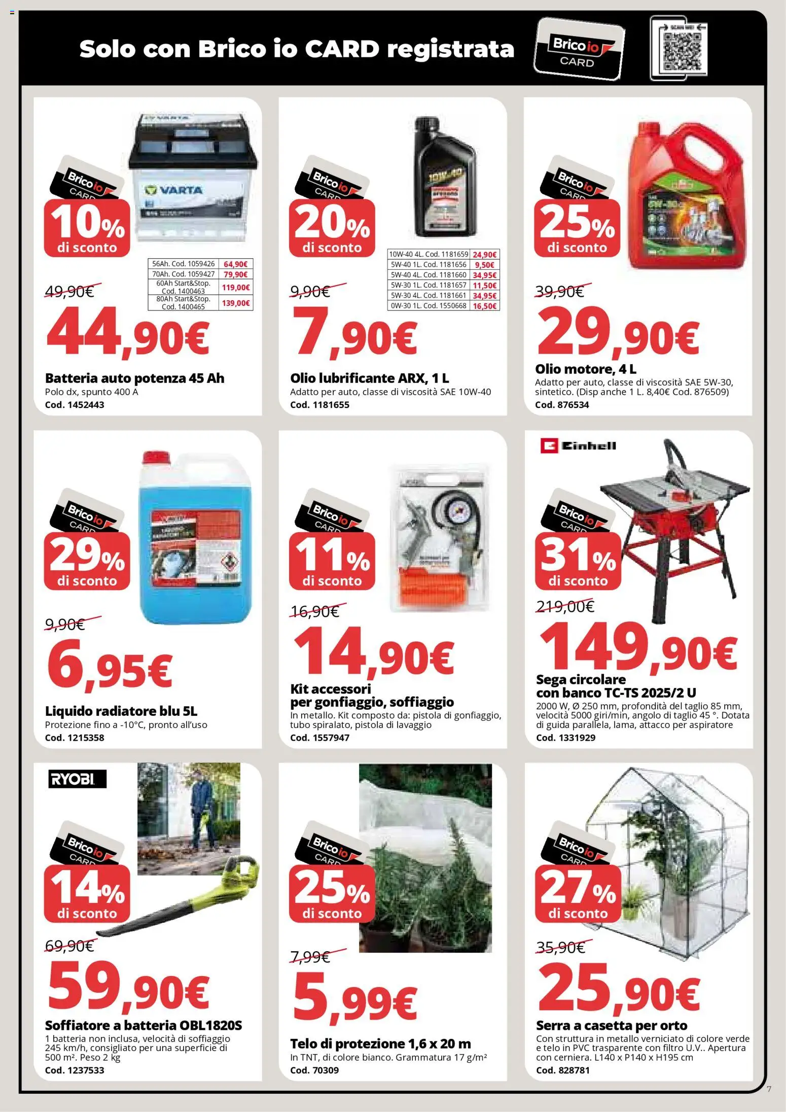 Volantino Brico io del 06.11.2025 | Pagina: 7 | Prodotti: Lubrificante, Olio, Tubo, Sega