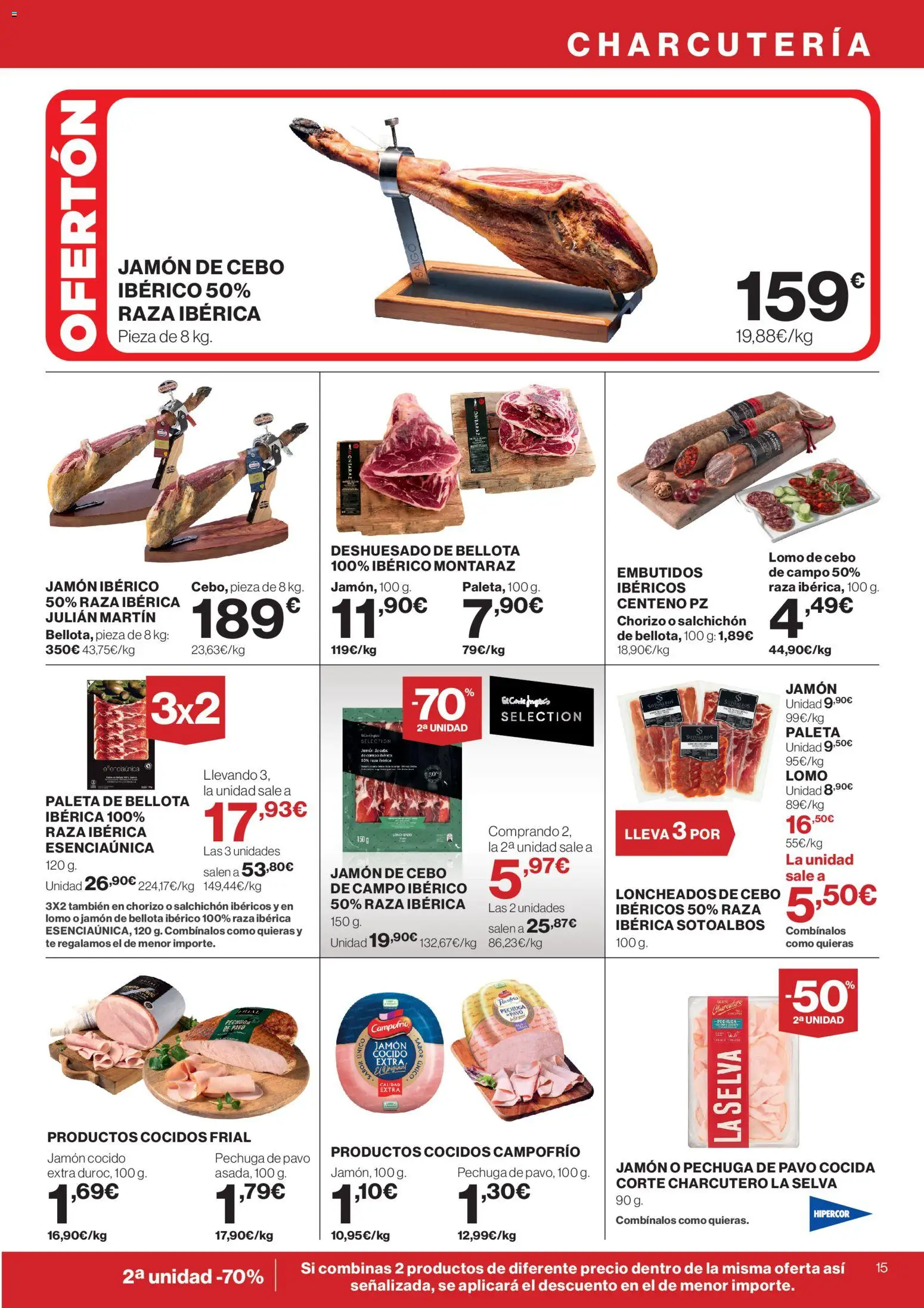 Hipercor catálogo │ válido desde el 23.04.2026 | Página: 15 | Productos: Jamón ibérico, Jamón, Jamón cocido, Νυχτικό