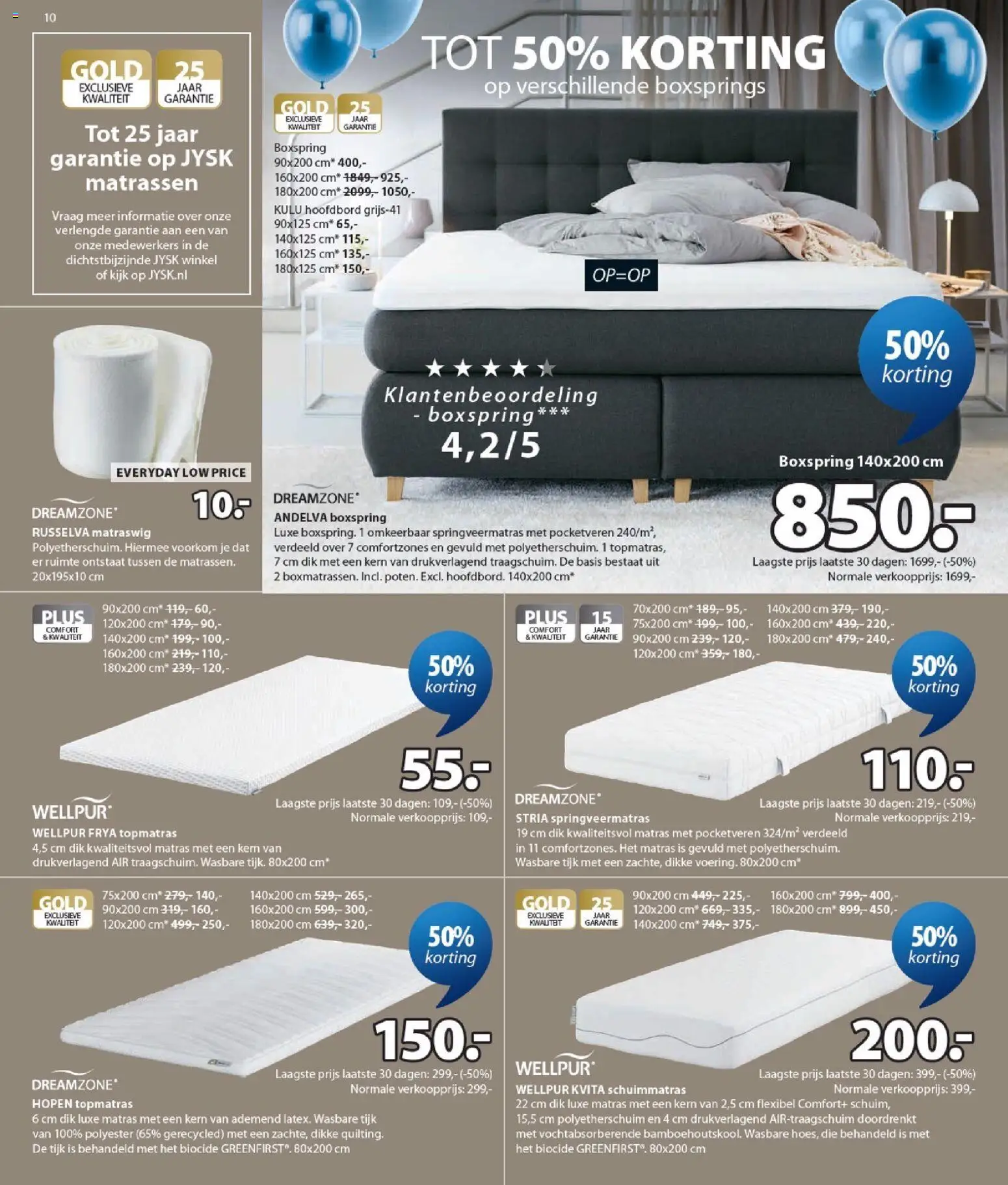 {H1} | Pagina: 10 | Producten: Matras