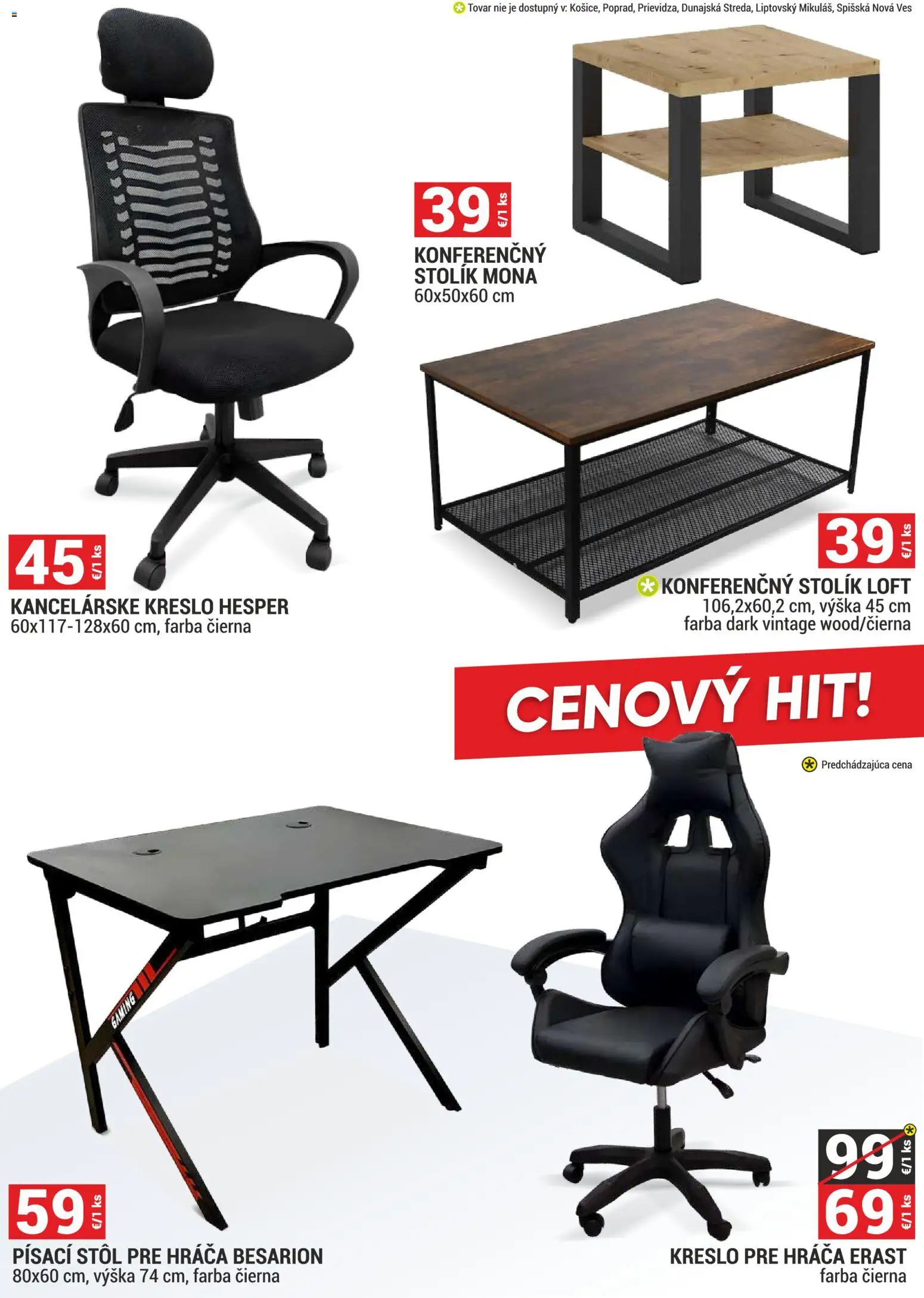 Nové Merkury Market akcie – leták je platný od 02.01.2026 | Strana: 10 | Produkty: Stôl, Písací stôl, Konferenčný stolík